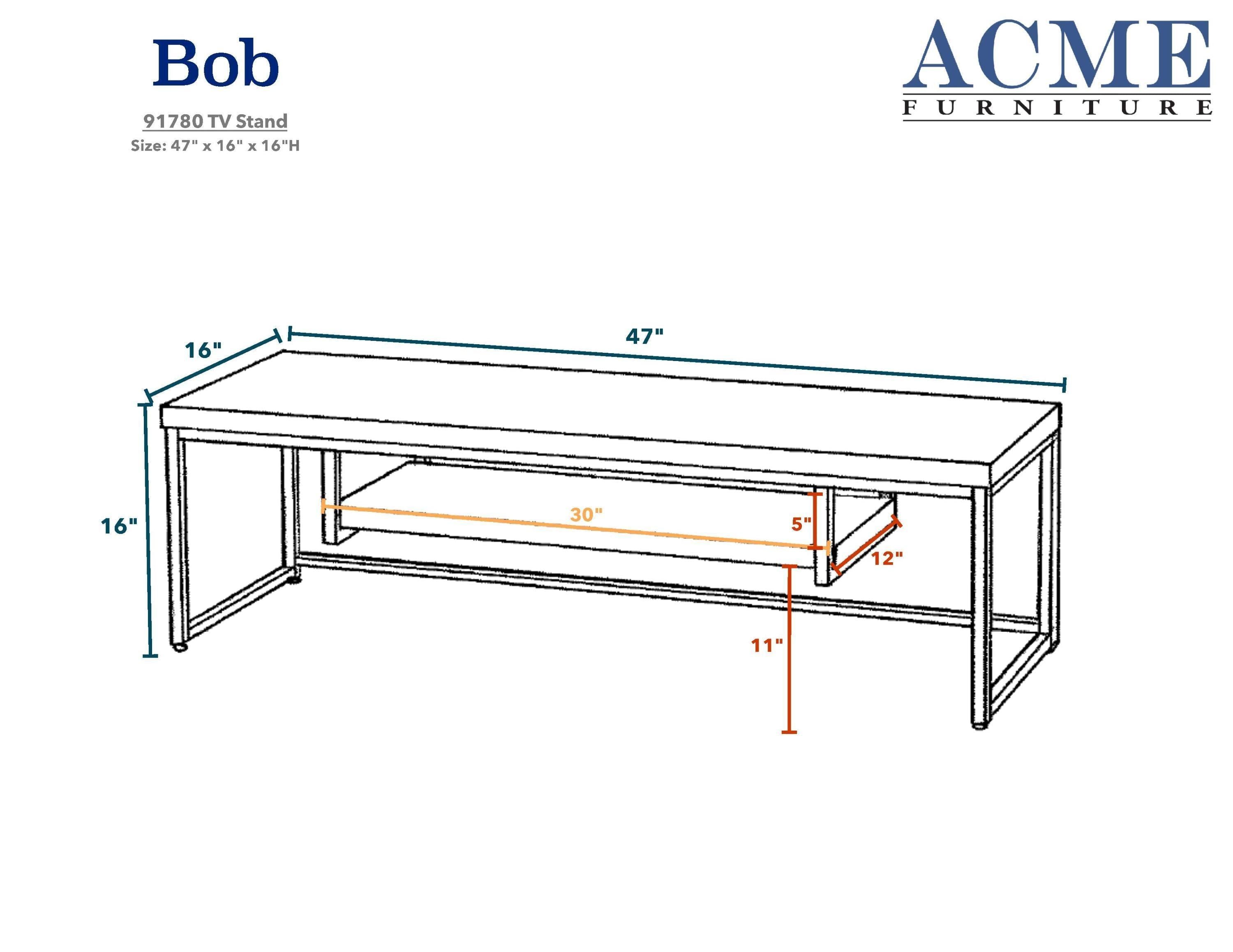 ACME Bob TV Stand in Weathered Oak & Black 91780