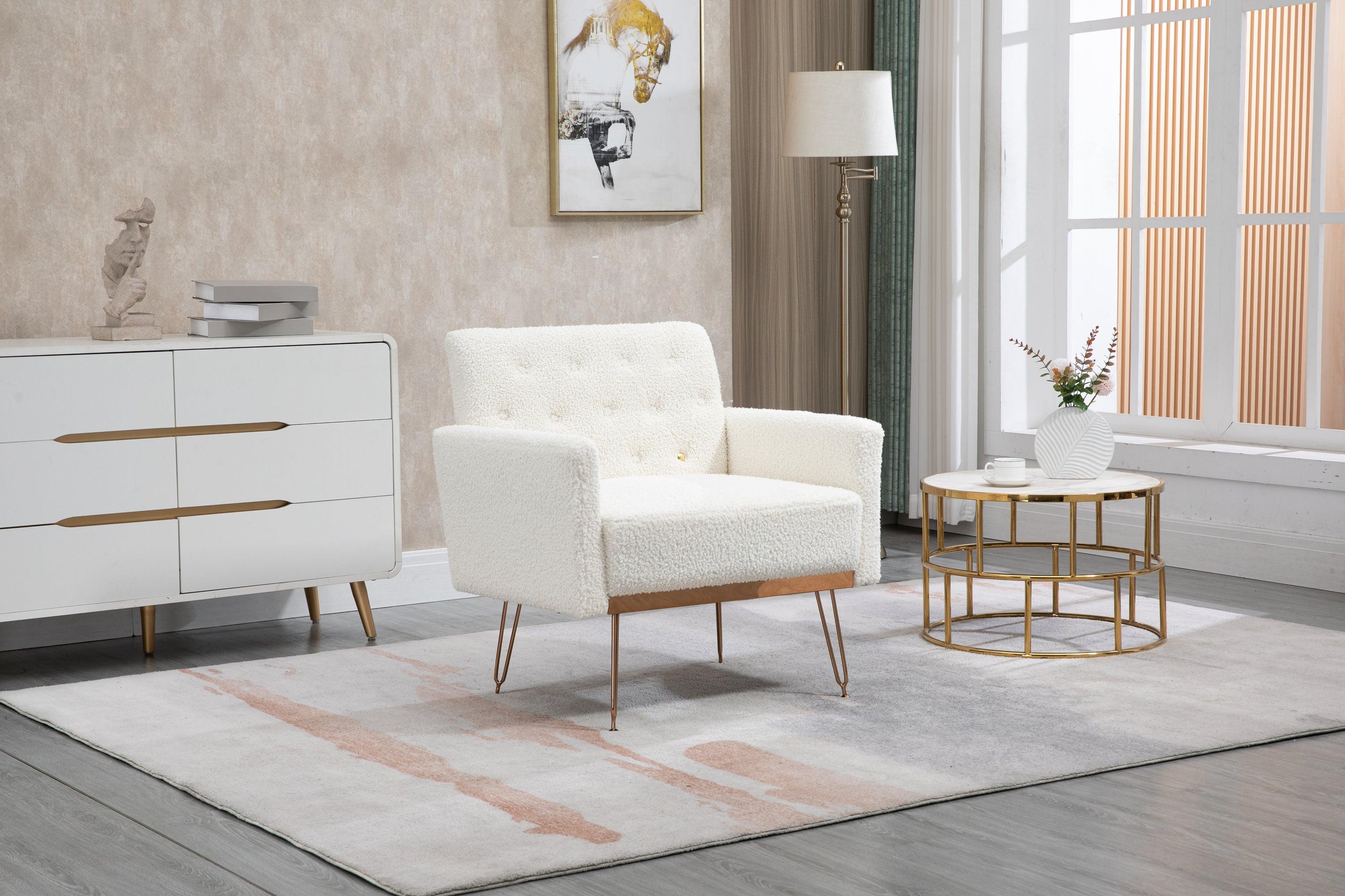 Accent  Chair  ,leisure single sofa  with Rose Golden  feet image