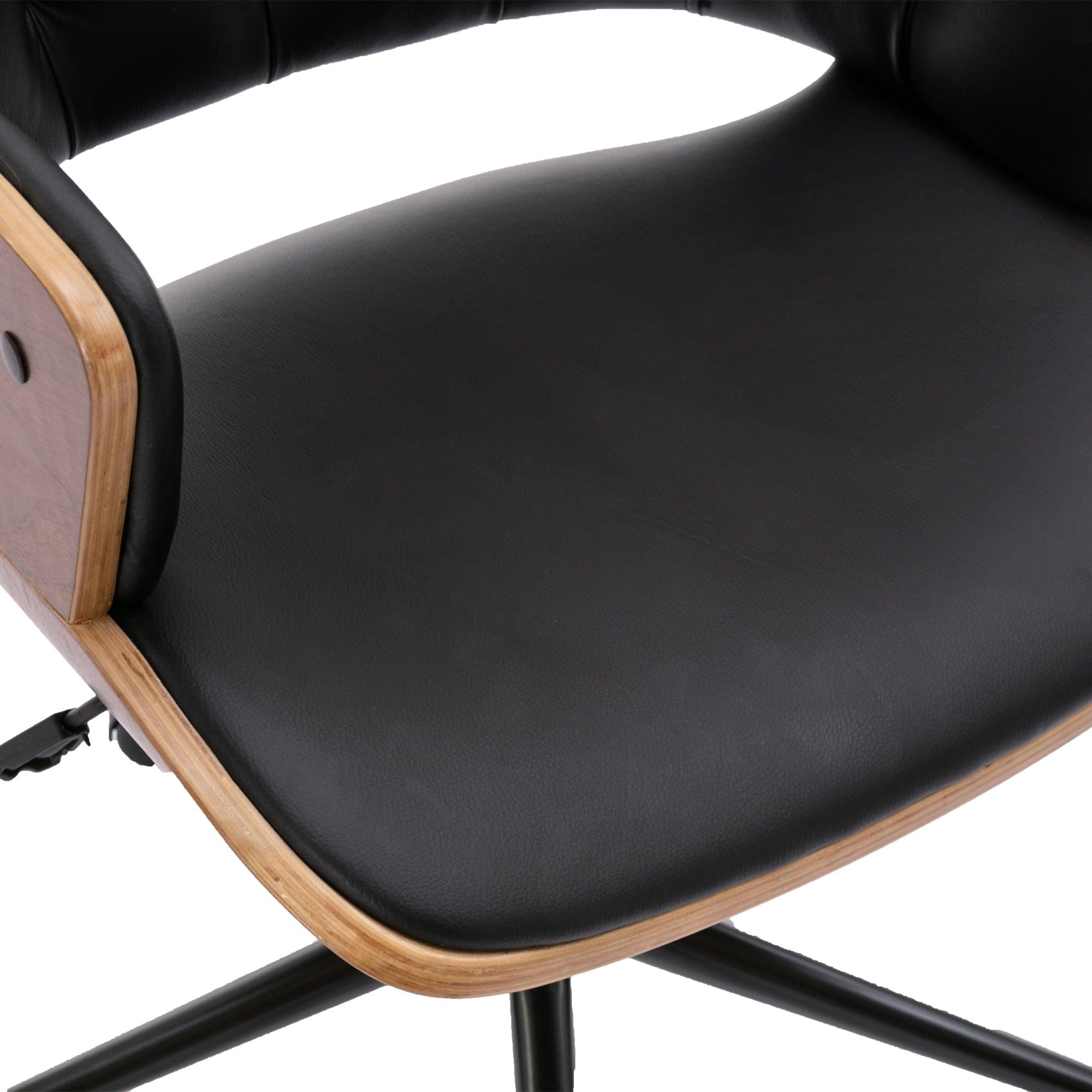 Bentwood Adjustable Office Chair , black PU Leather Upholstery and black foot