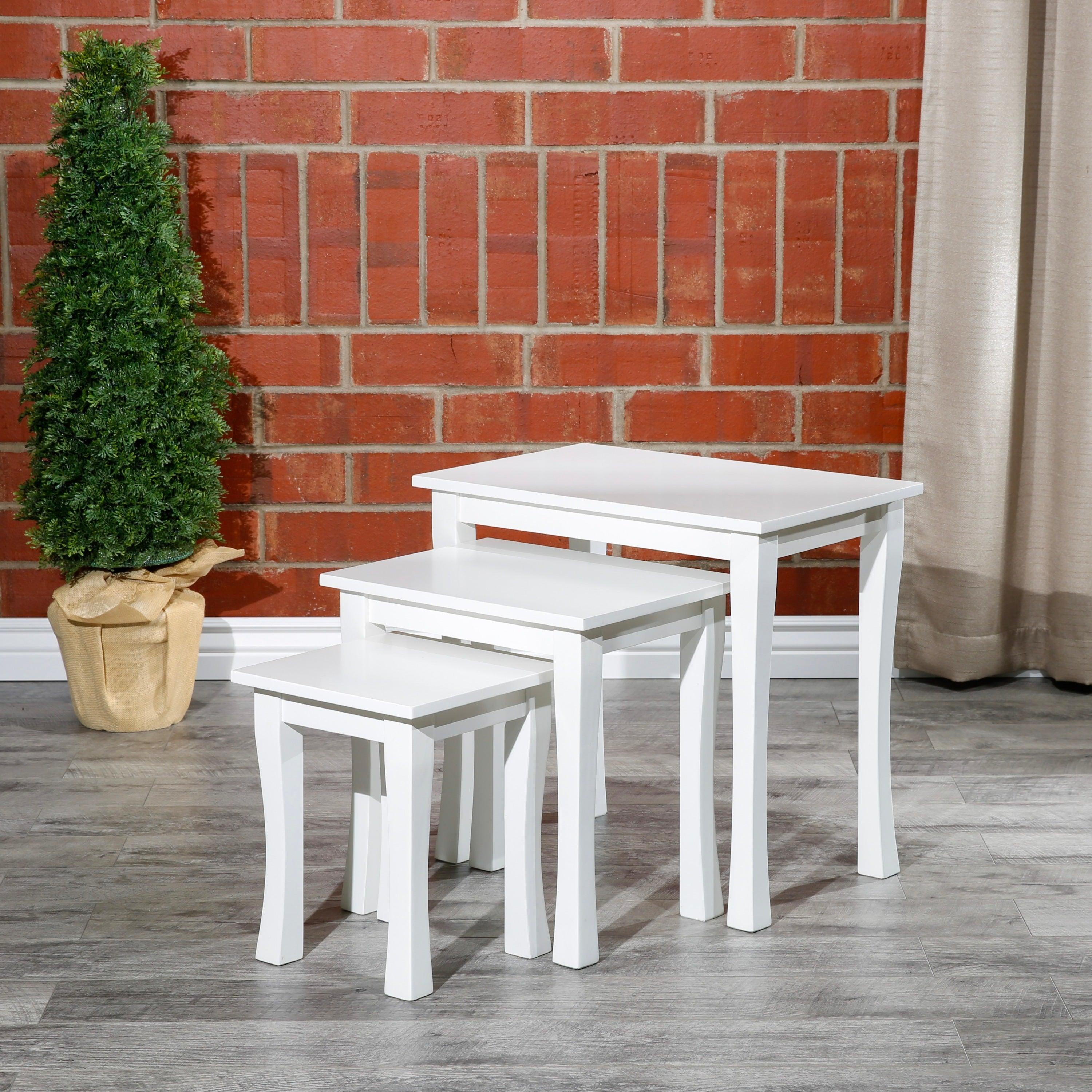 3-Piece Nesting Table Set, White