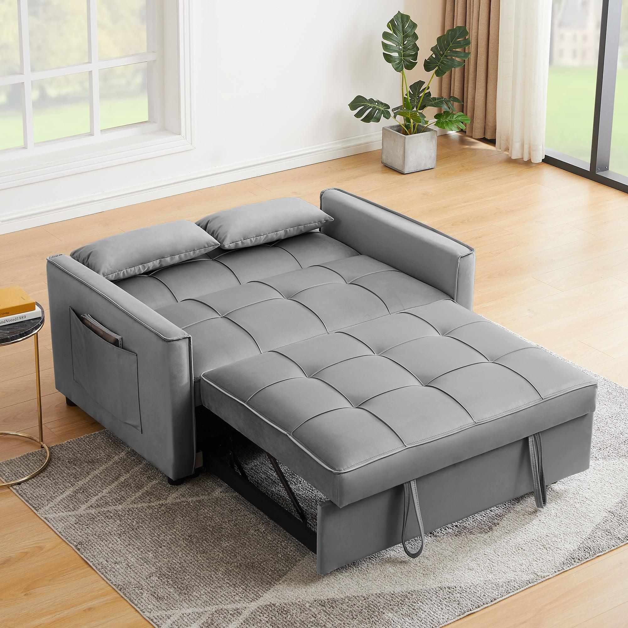 GREY VELVET SOFA BED