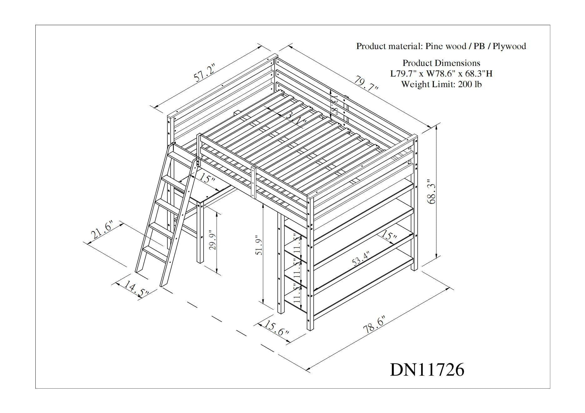 Loft Bed Full with desk,ladder,shelves , Espresso