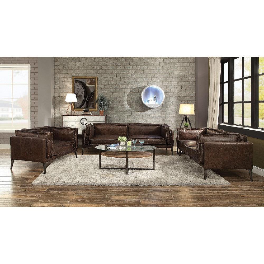 ACME Porchester Sofa in Distress Chocolate Top Grain Leather 52480