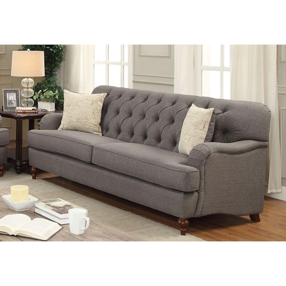 ACME Alianza Sofa w/2 Pillows in Dark Gray Fabric 53690 image