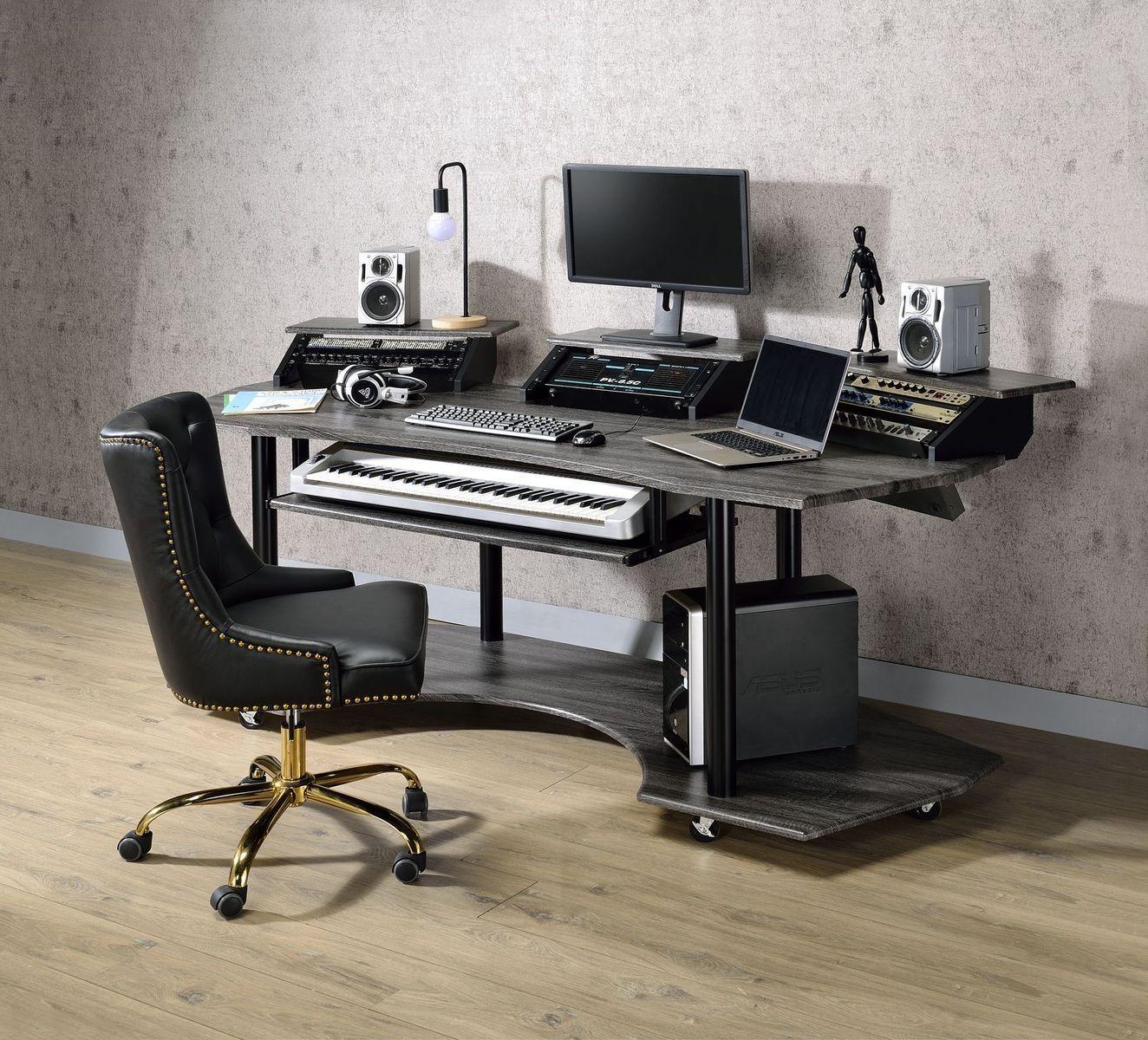 ACME Eleazar Computer Desk, Black Oak 92895 image