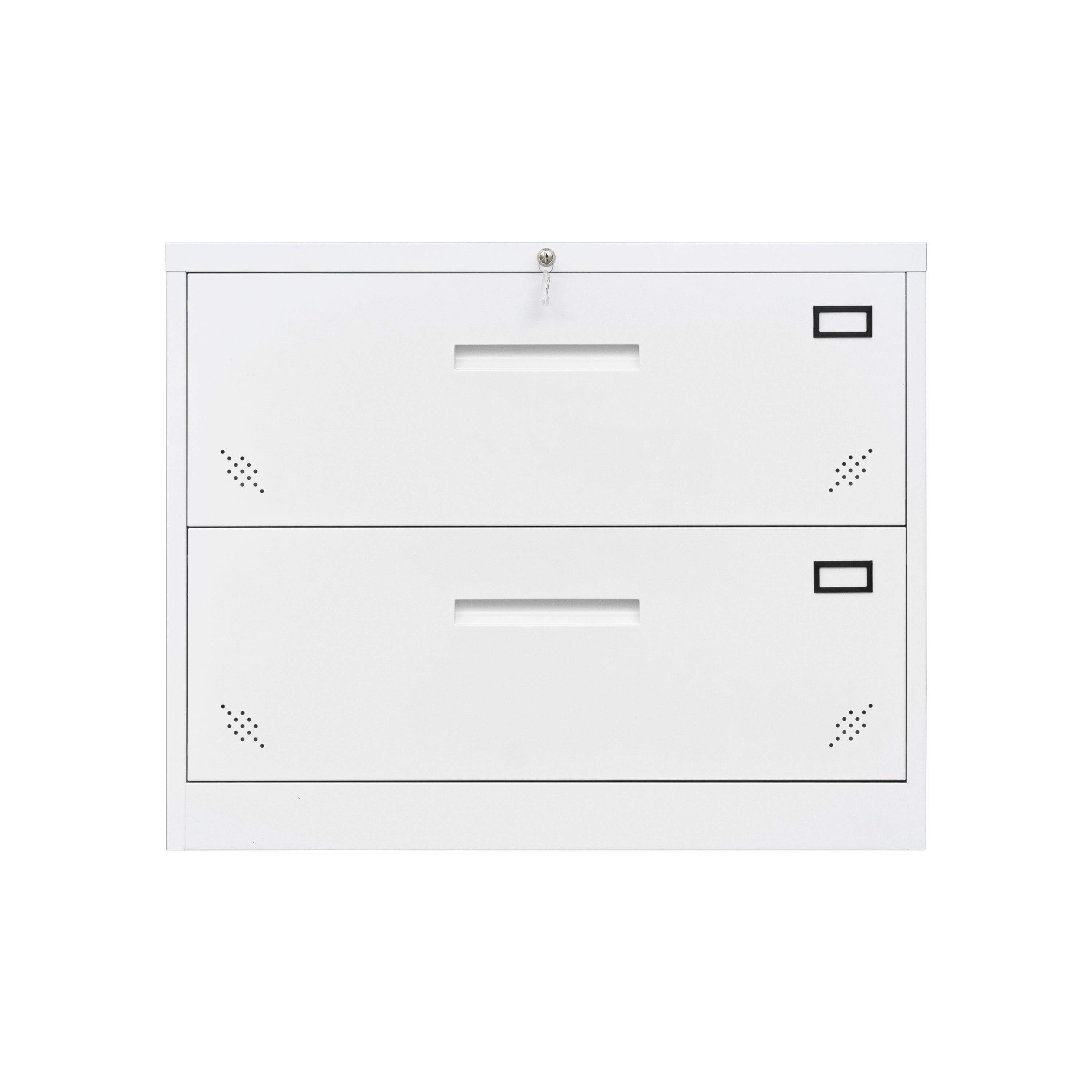 2 Drawer Lateral Filing Cabinet for Legal/Letter A4 Size, Large Deep Drawers Locked by Keys, Locking Wide File Cabinet for Home Office, Metal Steel