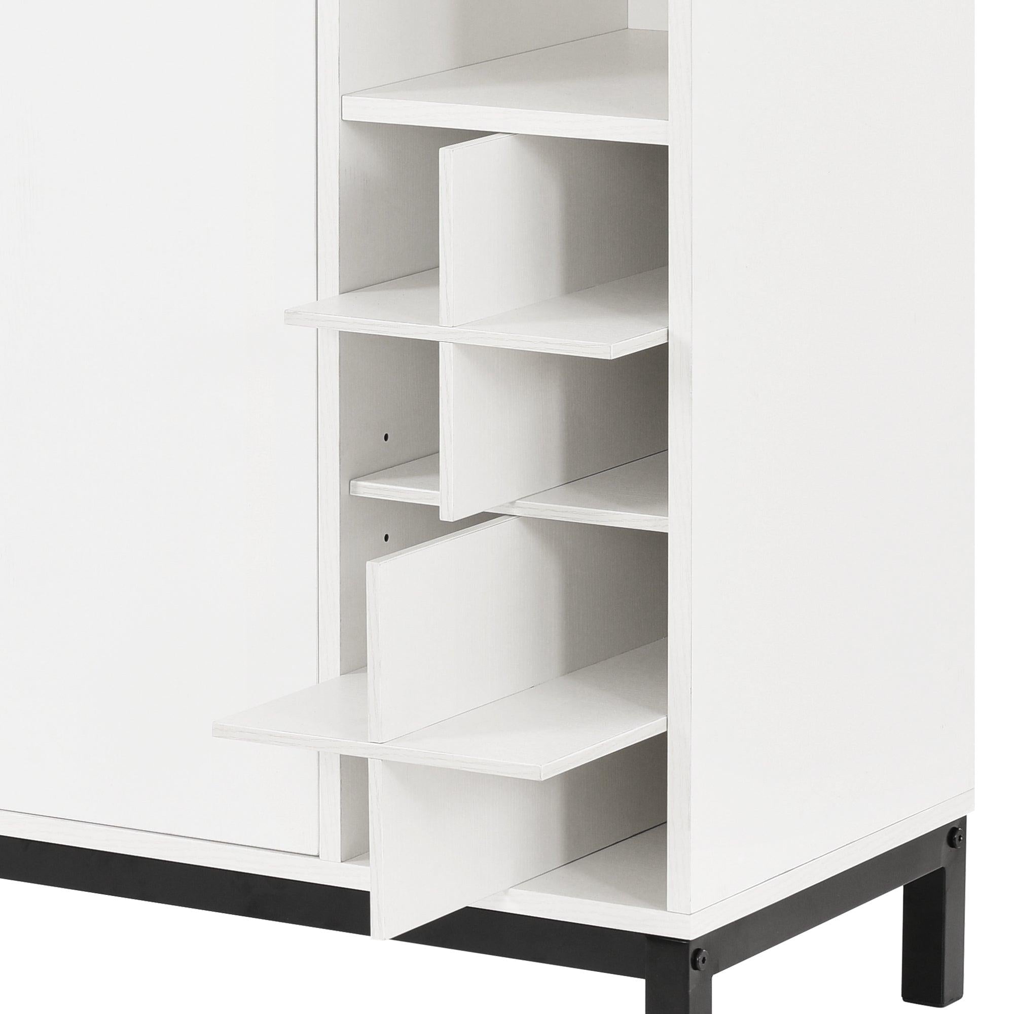 Sideboards and Buffets WithStorage Coffee Bar Cabinet Wine RacksStorage Server Dining Room Console 34 Inch（White）