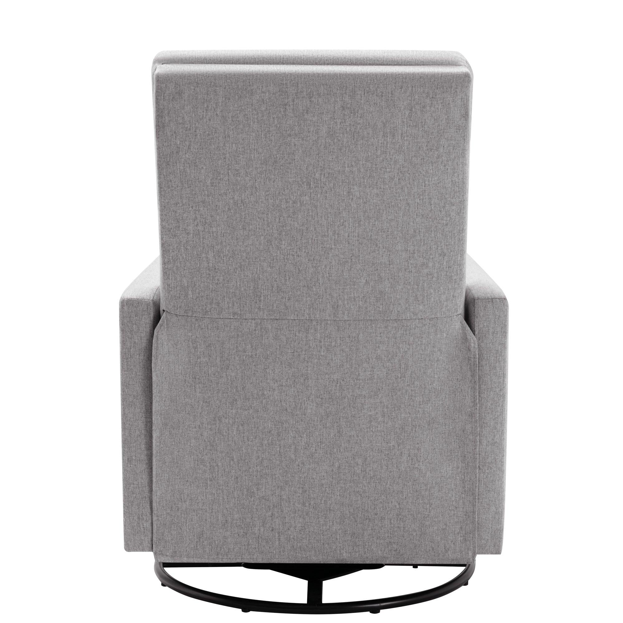 Modern Upholstered Rocker Nursery Chair Plush Seating Glider Swivel Recliner Chair, Gray