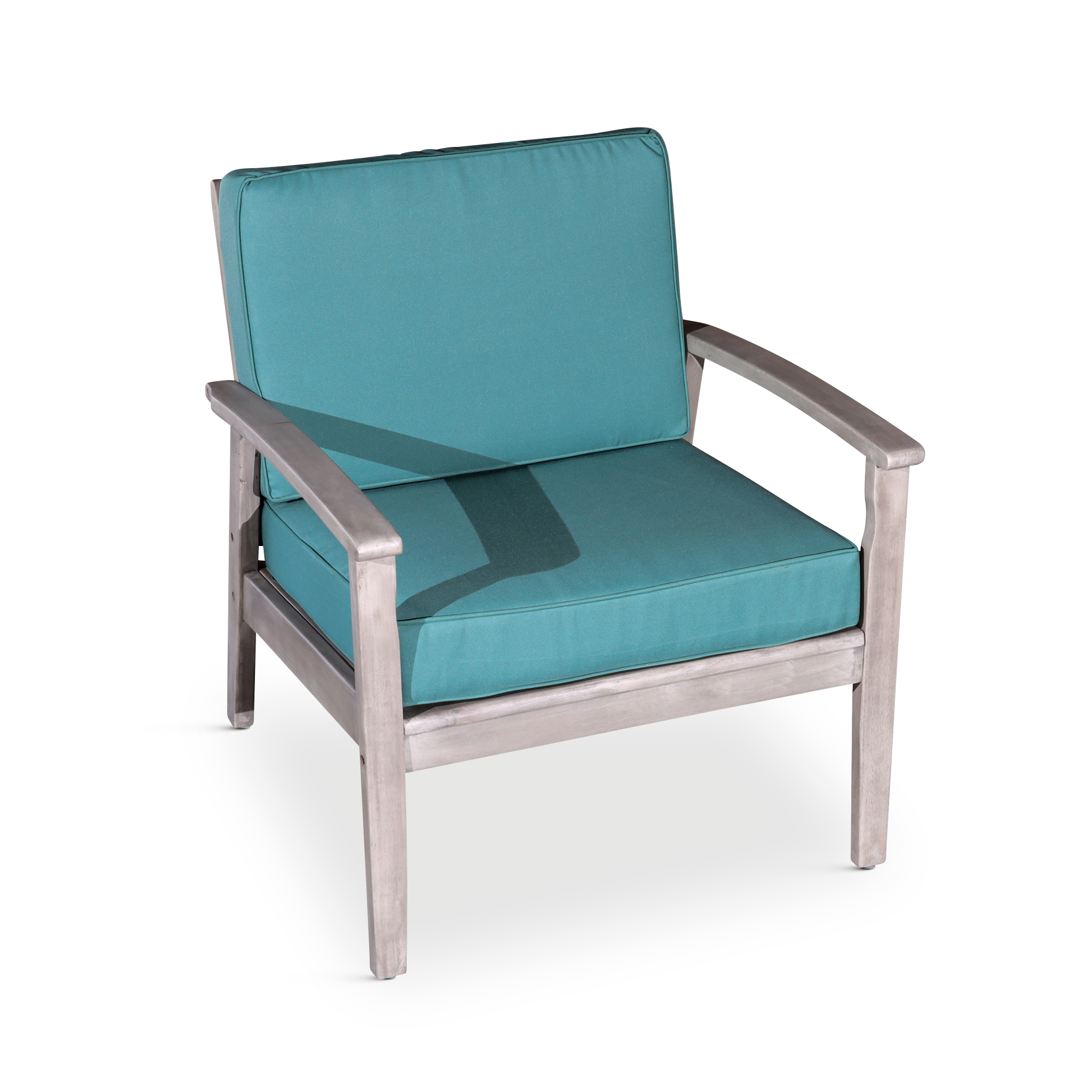 Deep Seat Eucalyptus Chair, Silver Gray Finish, Sage Cushions