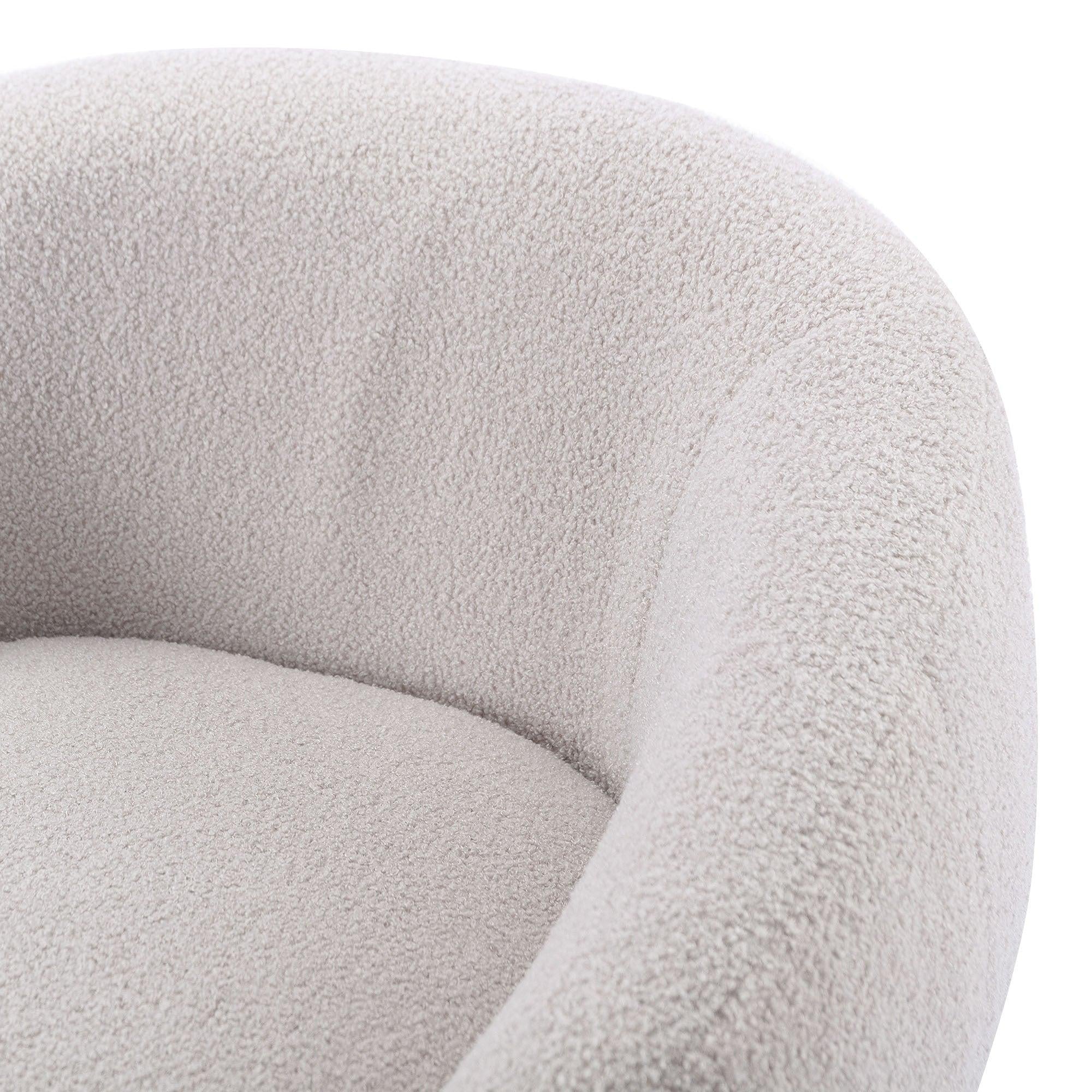 Modern Comfy Leisure Accent Chair, Teddy Short Plush Particle Velvet Armchair with Ottoman for Living Room