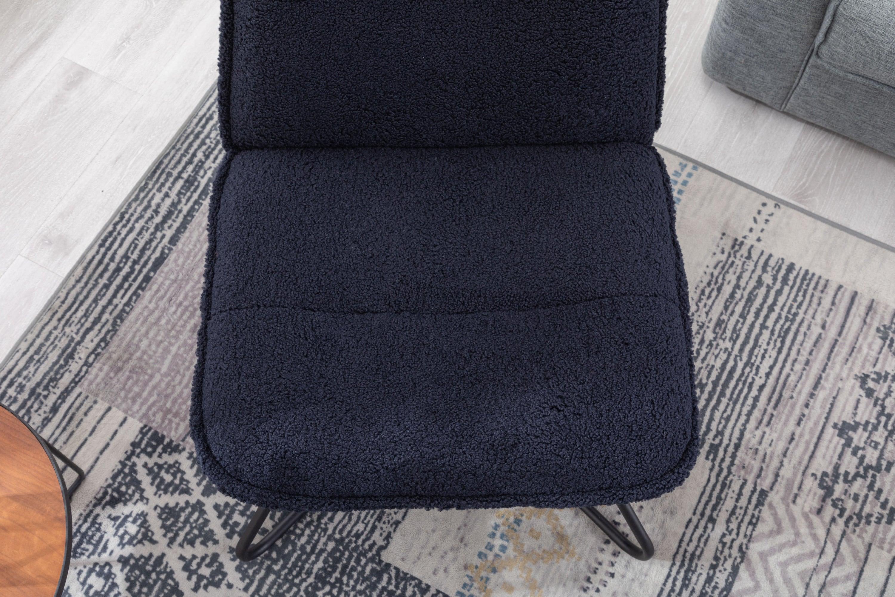 Modern Teddy Fabric Accent Armless Chair For Living room Indoor,Dark blue