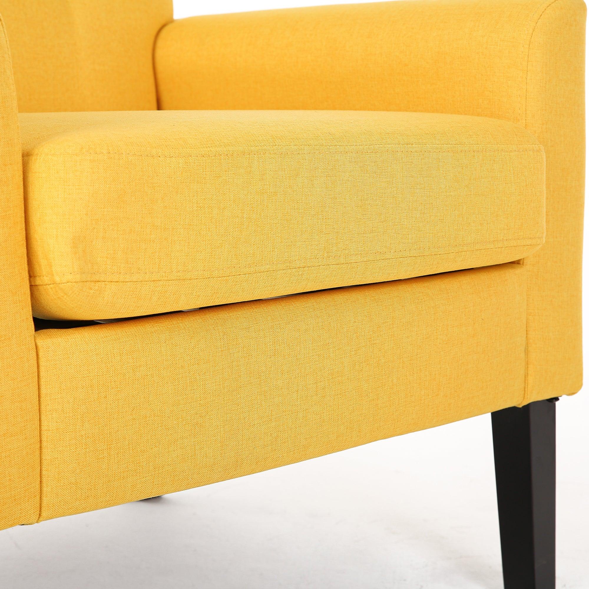 Fabric Accent Chair for Living Room, Bedroom Button Tufted Upholstered Comfy Reading Accent Chairs Sofa (Yellow)