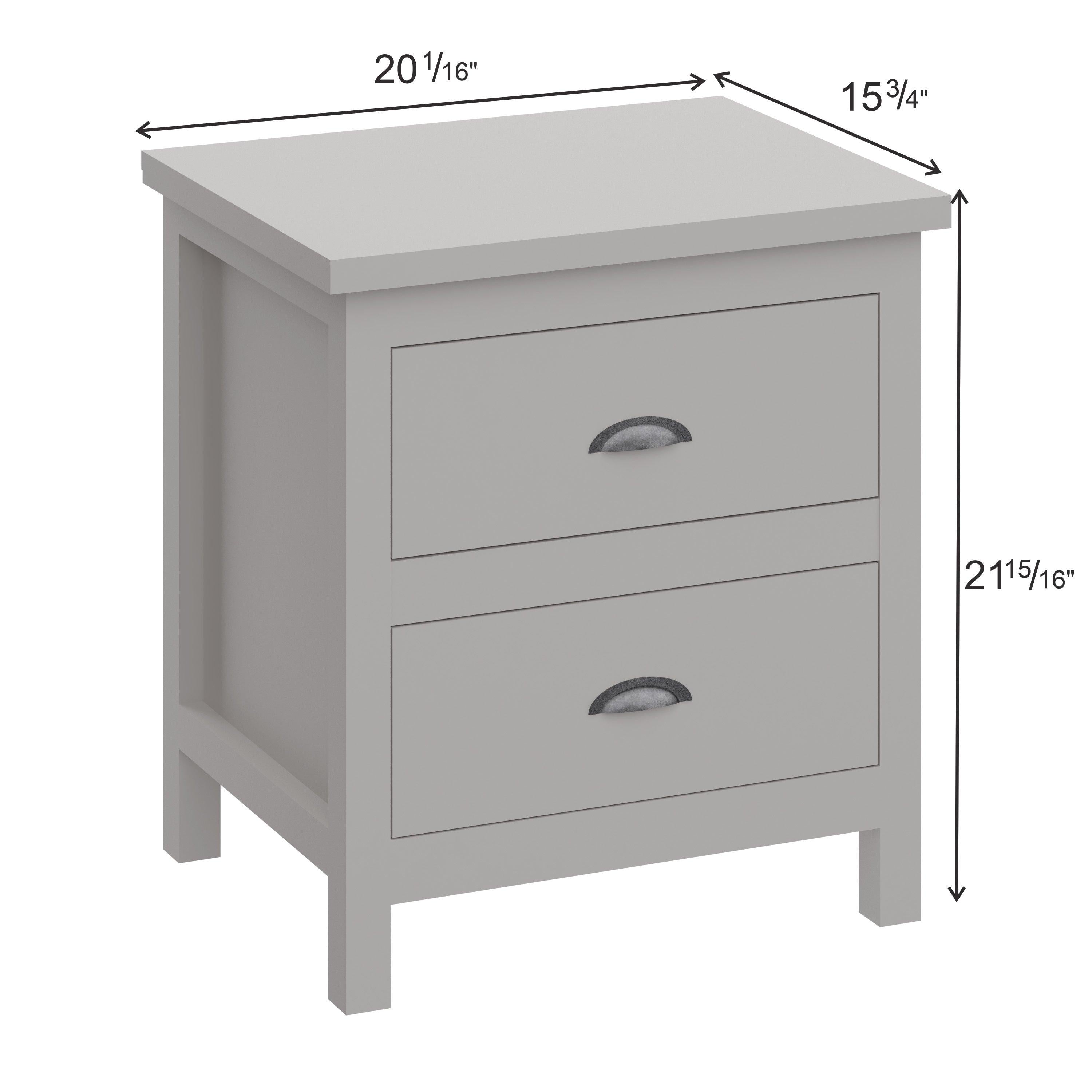 Versatile Gray 2-Drawers Nightstand, Bedside Table, End Table for Living Room Bedroom Assembled with Sturdy Solid Wood