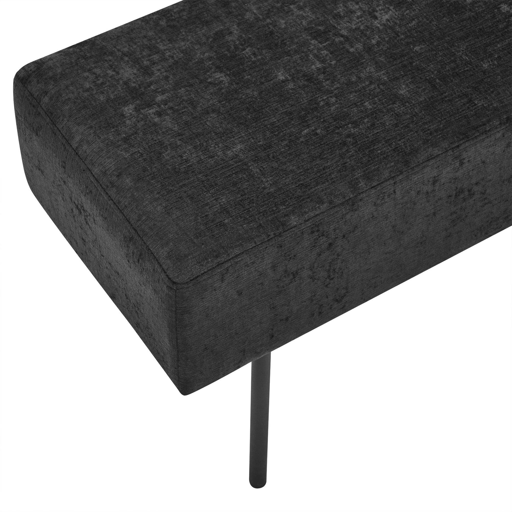 Contemporary Style Bedroom Chenille Upholstered Bench, Black,( 45'' x13''x 17''）