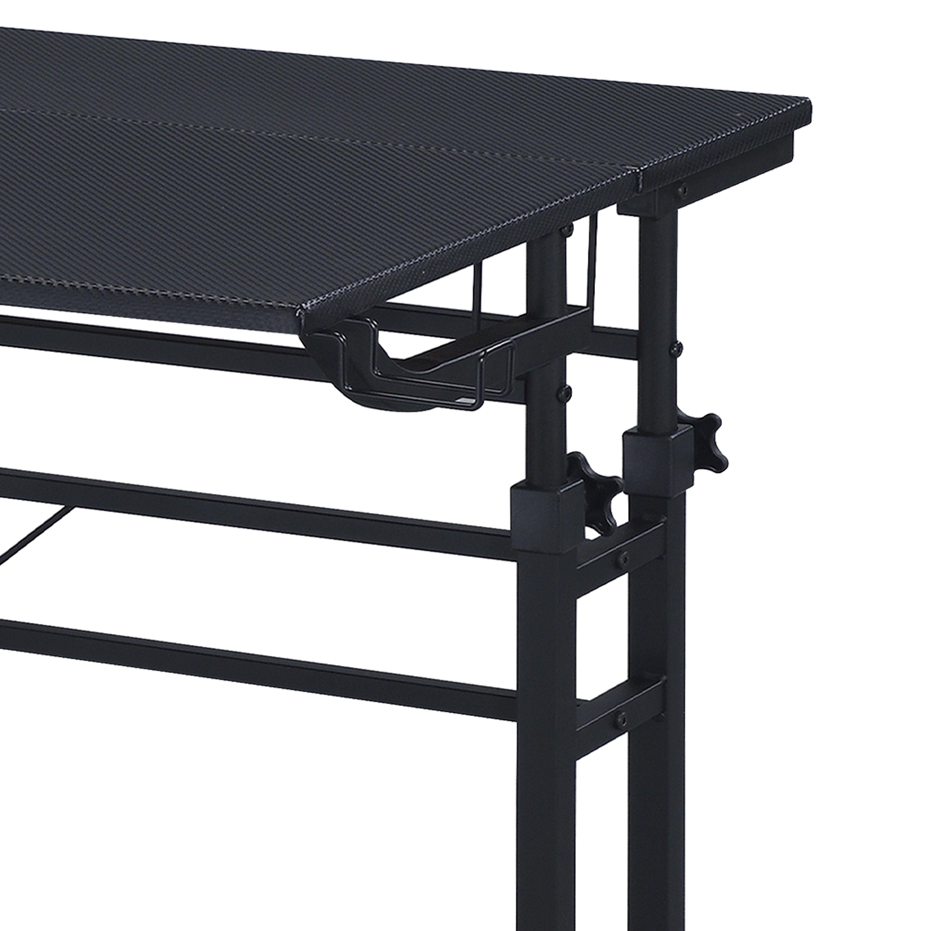 Techni Mobili Rolling Writing Desk with Height Adjustable Desktop and Moveable Shelf, Black