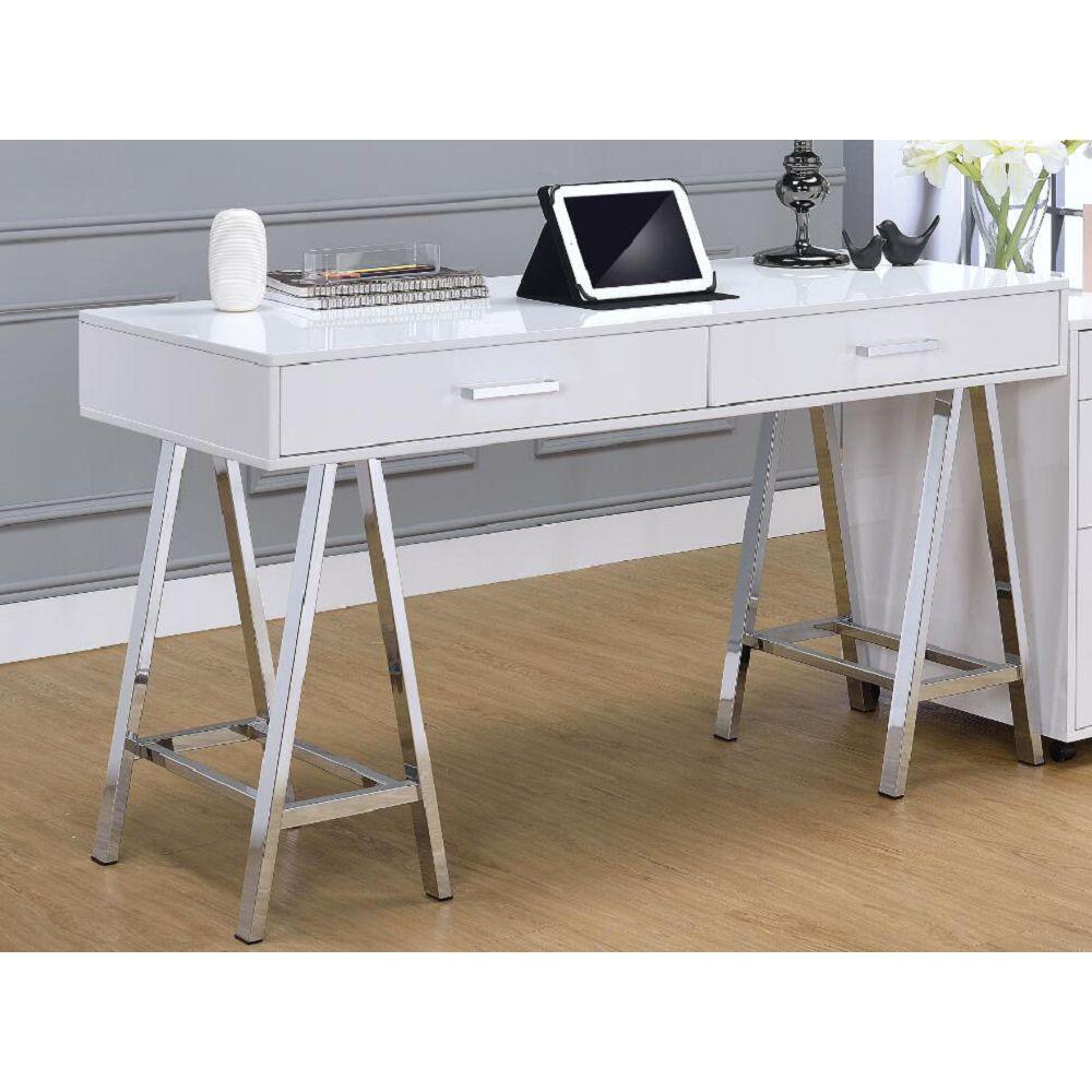 ACME Coleen Desk in White High Gloss & Chrome 92229 image