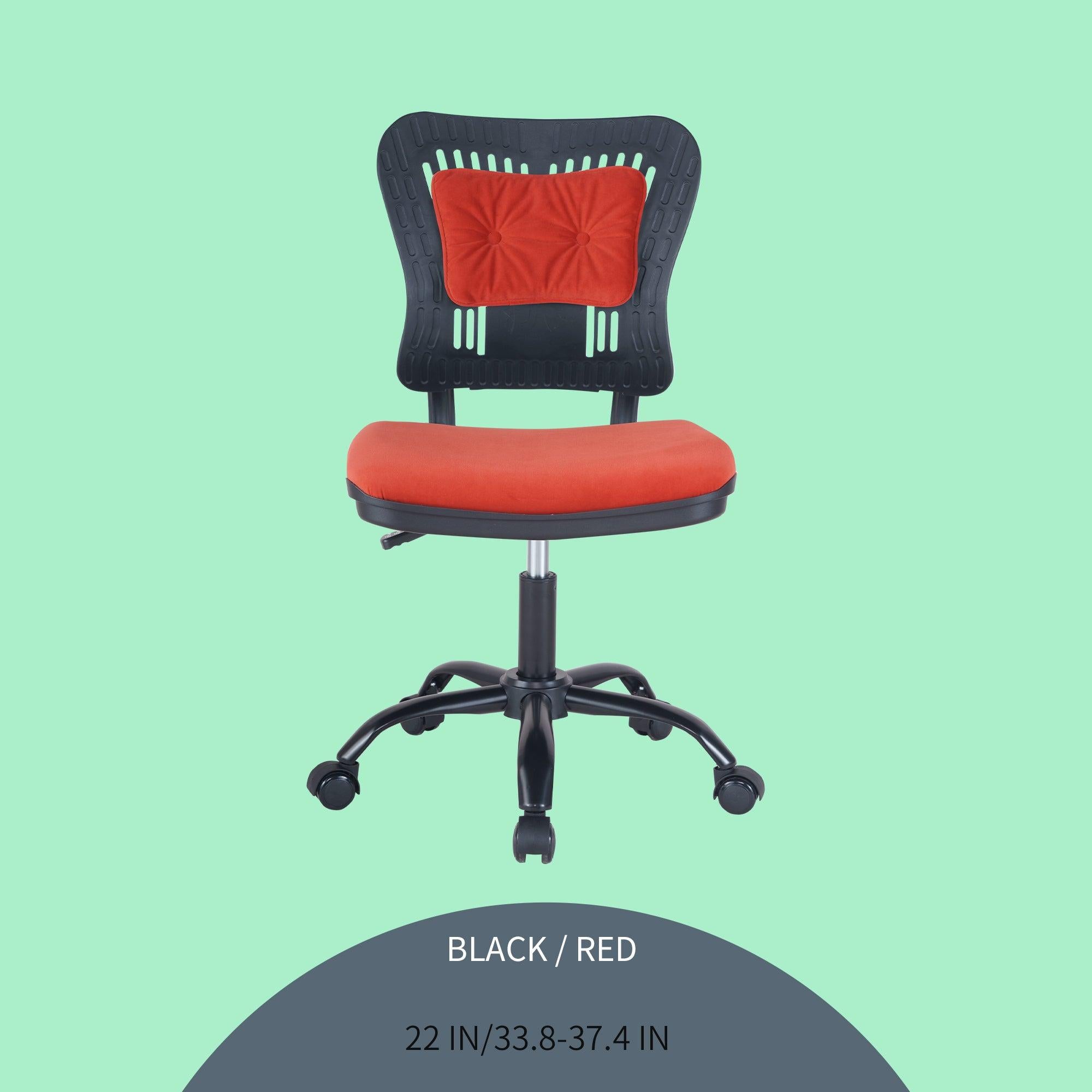 Office Task Desk Chair Swivel Home Comfort Chairs,Adjustable Height with ample lumbar support, Black+Red image