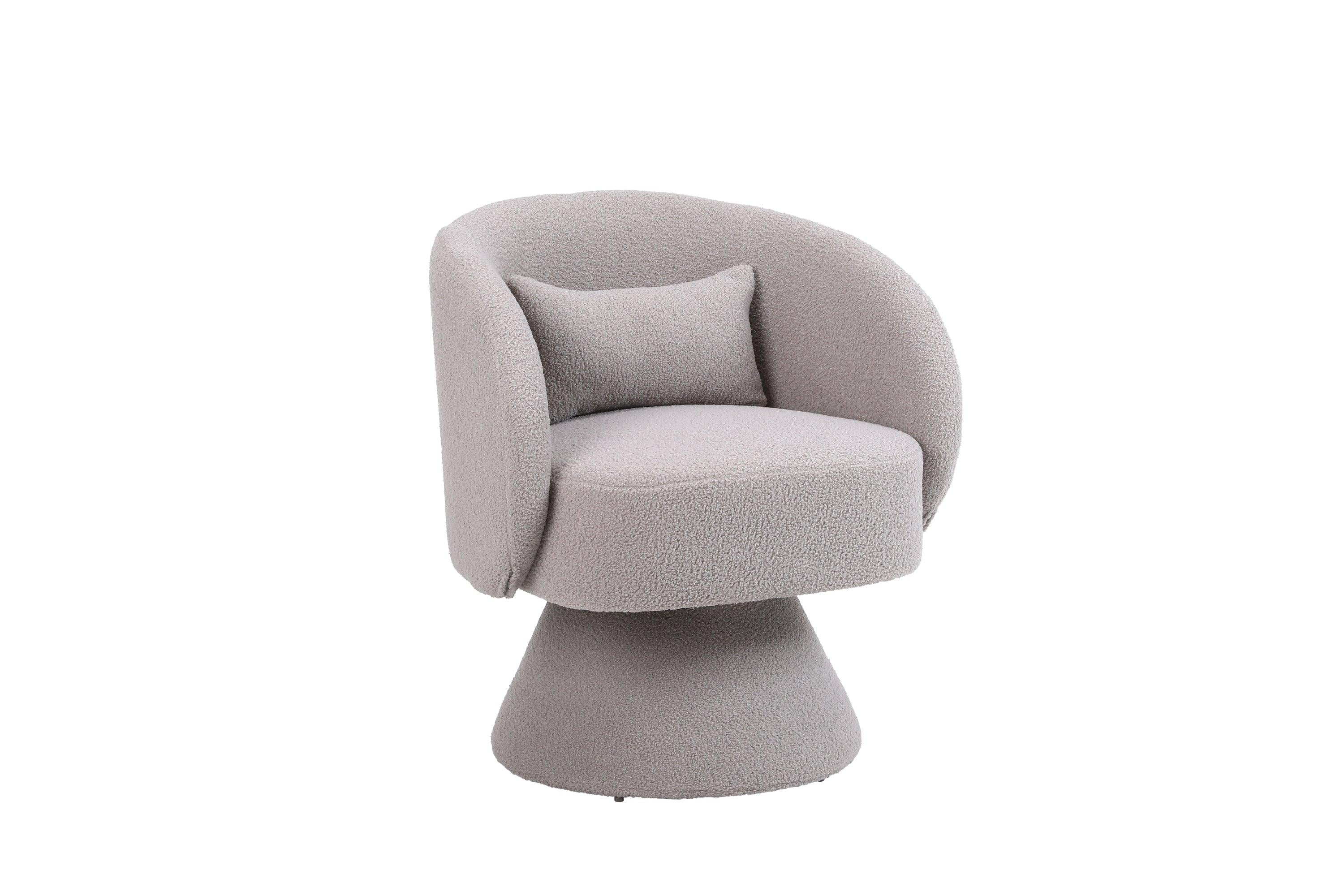 Swivel Accent Chair Armchair, Round Barrel Chair in Fabric for Living Room Bedroom(Grey)