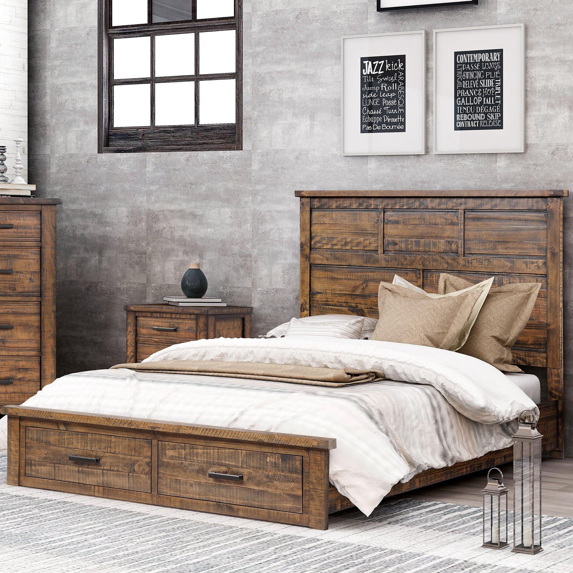 Rustic Reclaimed Solid Wood FramhouseStorage Queen Bed image