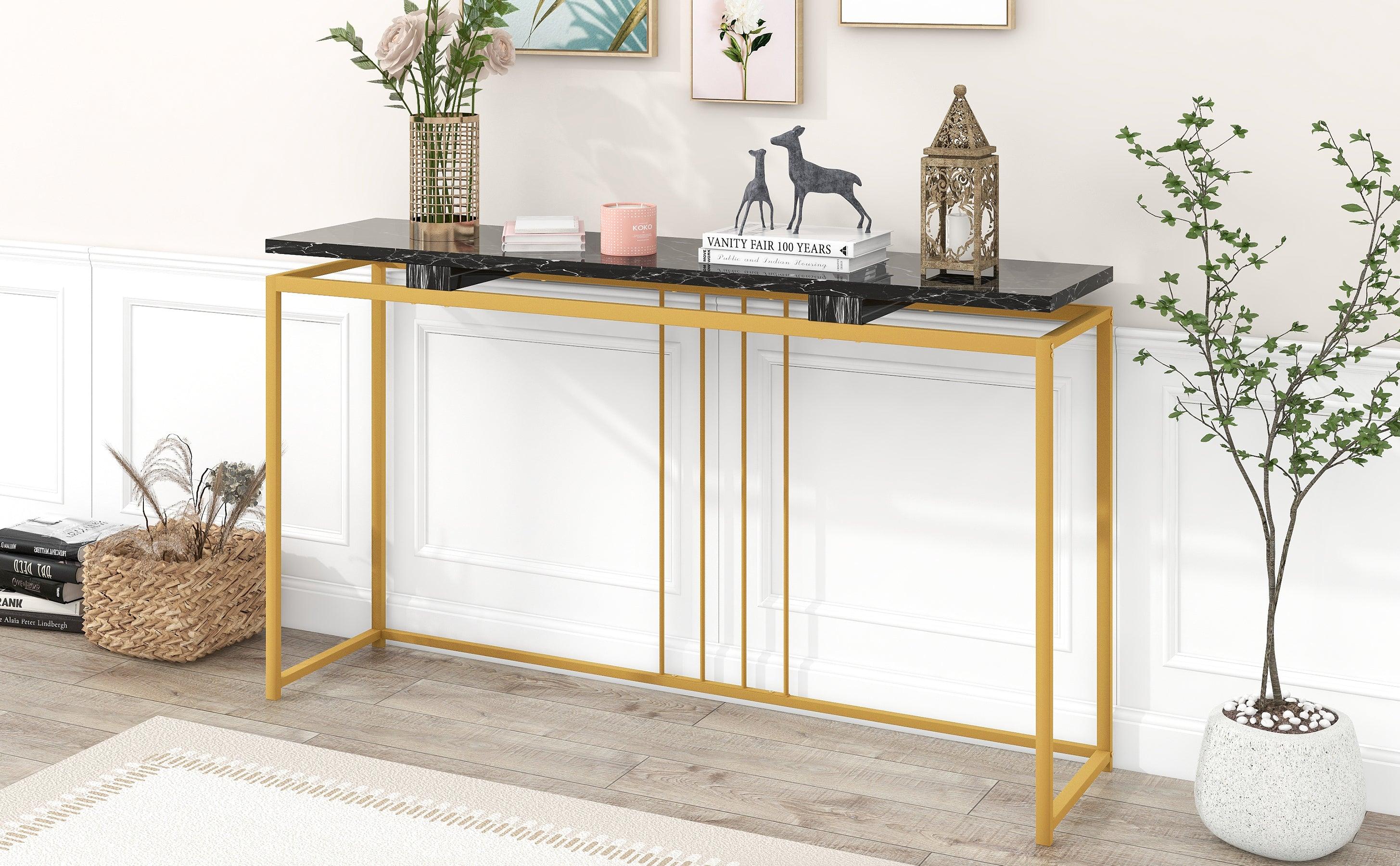 63''Modern Console Table, Extra Long Entryway Table with Metal Frame for Entryway, Hallway, Living Room, Foyer, Corridor, Office