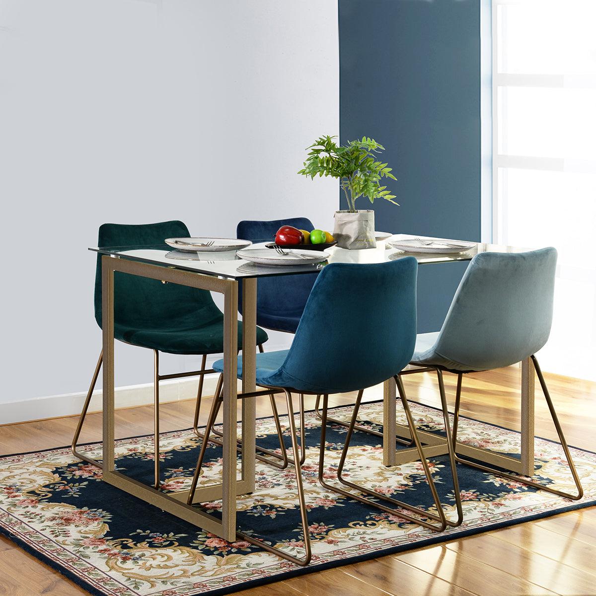 47'' Iron Dining Table with Tempered Glass Top, Clear