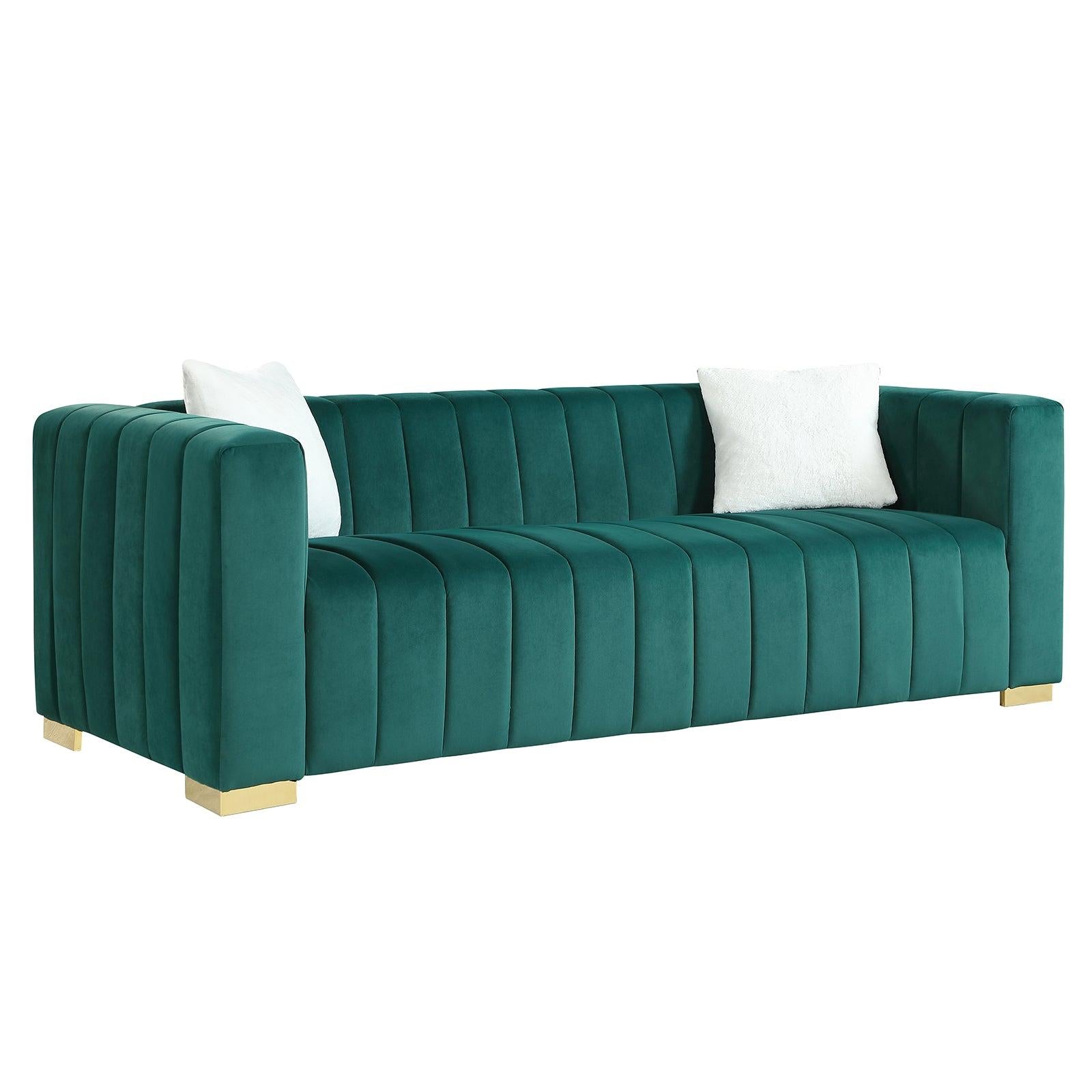 AModern  channel sofa  take on a traditional Chesterfield,Dark Green color,3 Seater