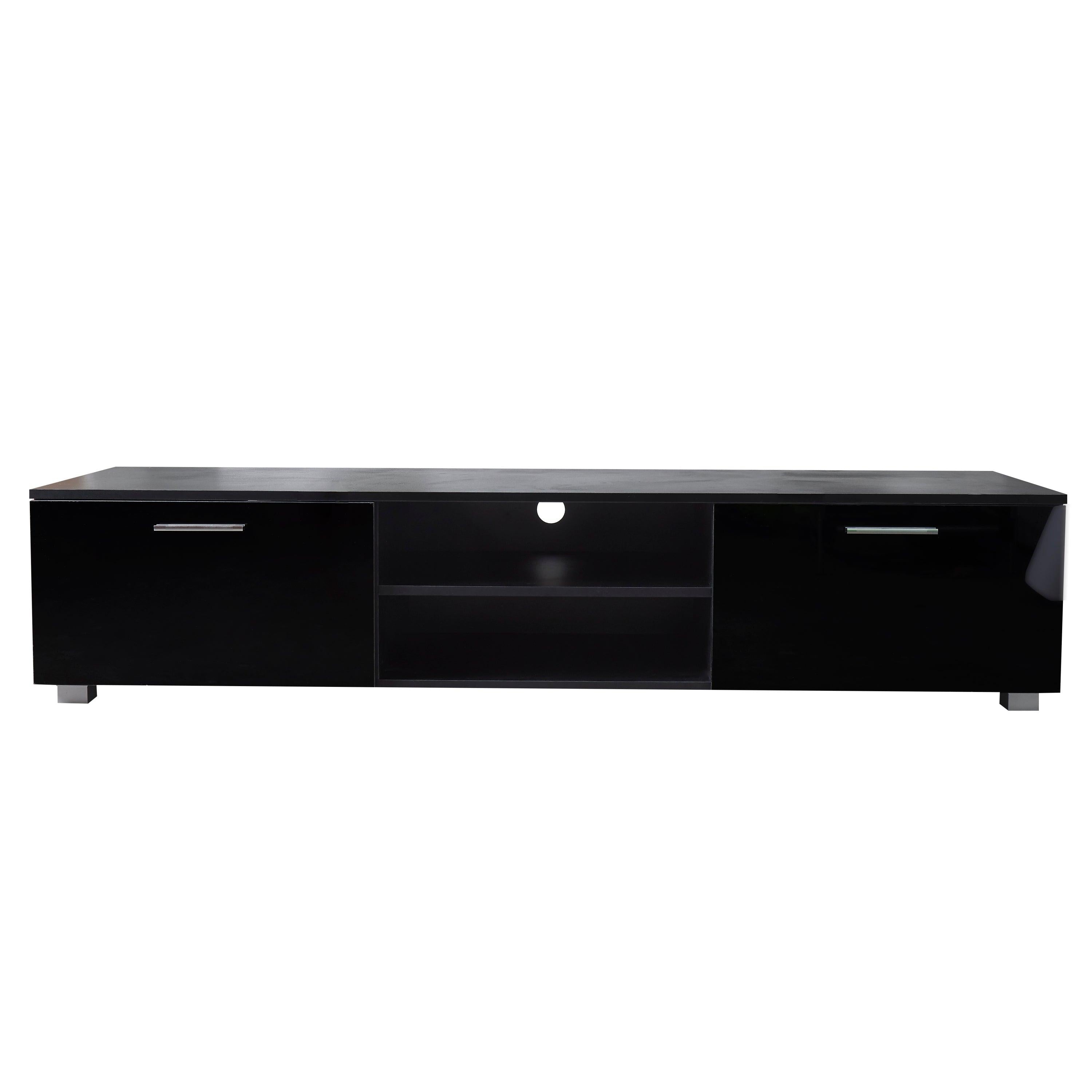 Black TV Stand for 70 Inch TV Stands, Media Console Entertainment Center Television Table, 2Storage Cabinet with Open Shelves for Living Room Bedroom