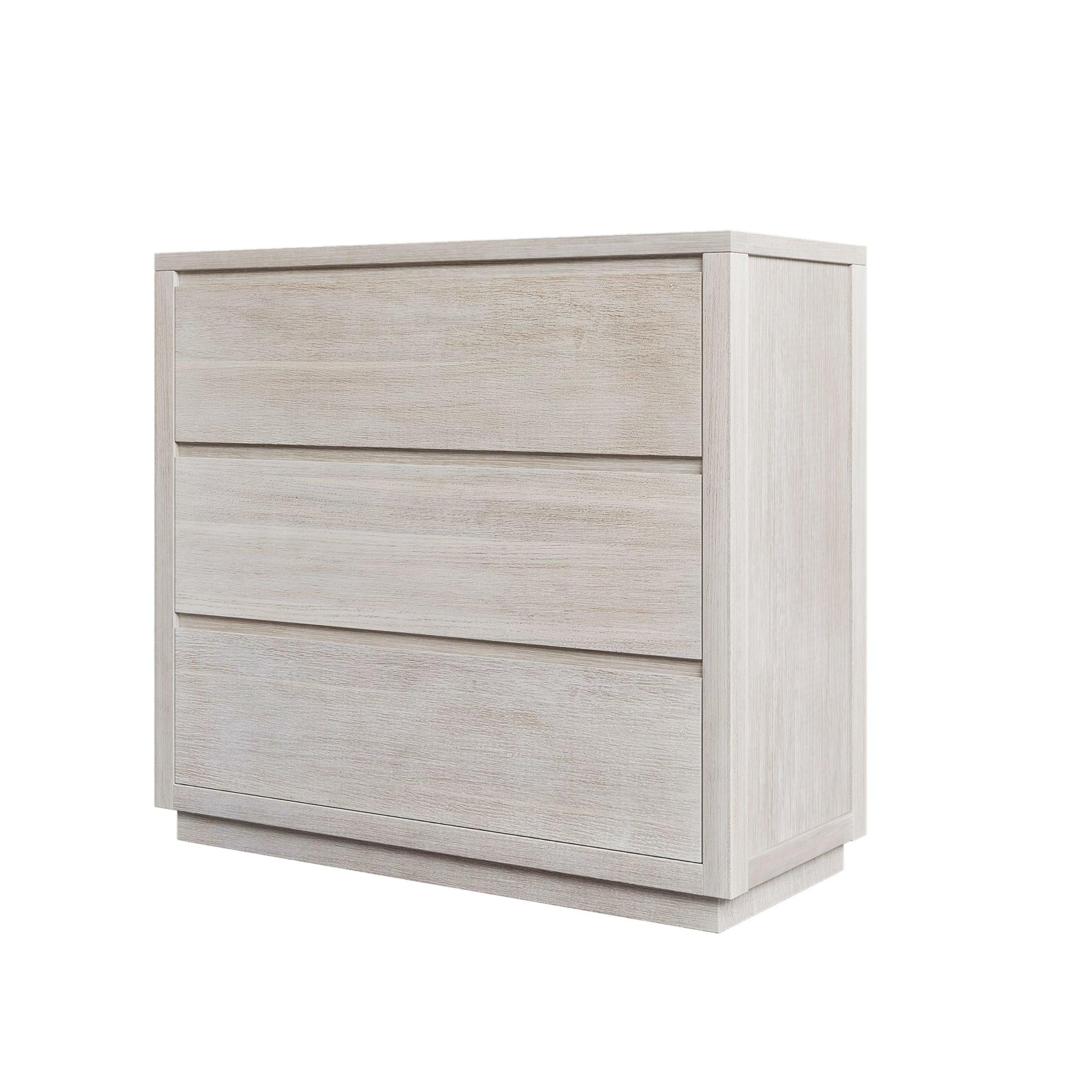 Modern Style Soild Wood 3-Drawer Chest for Bedroom, Living Room, Stone Gray