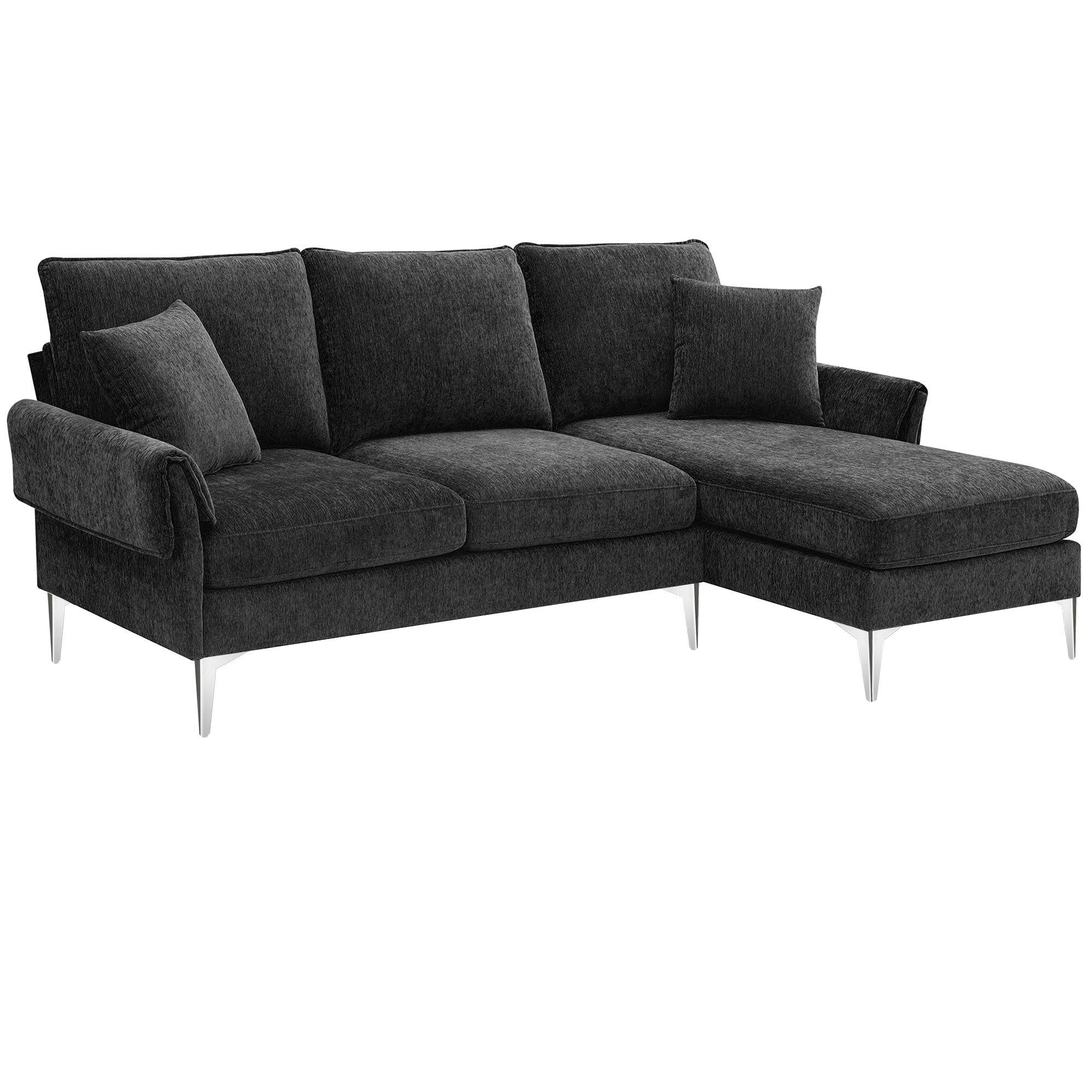 84 " Convertible Sectional Sofa,Modern Chenille L-Shaped Sofa Couch with Reversible Chaise Lounge, Fit for Living Room, Apartment(2 Pillows)