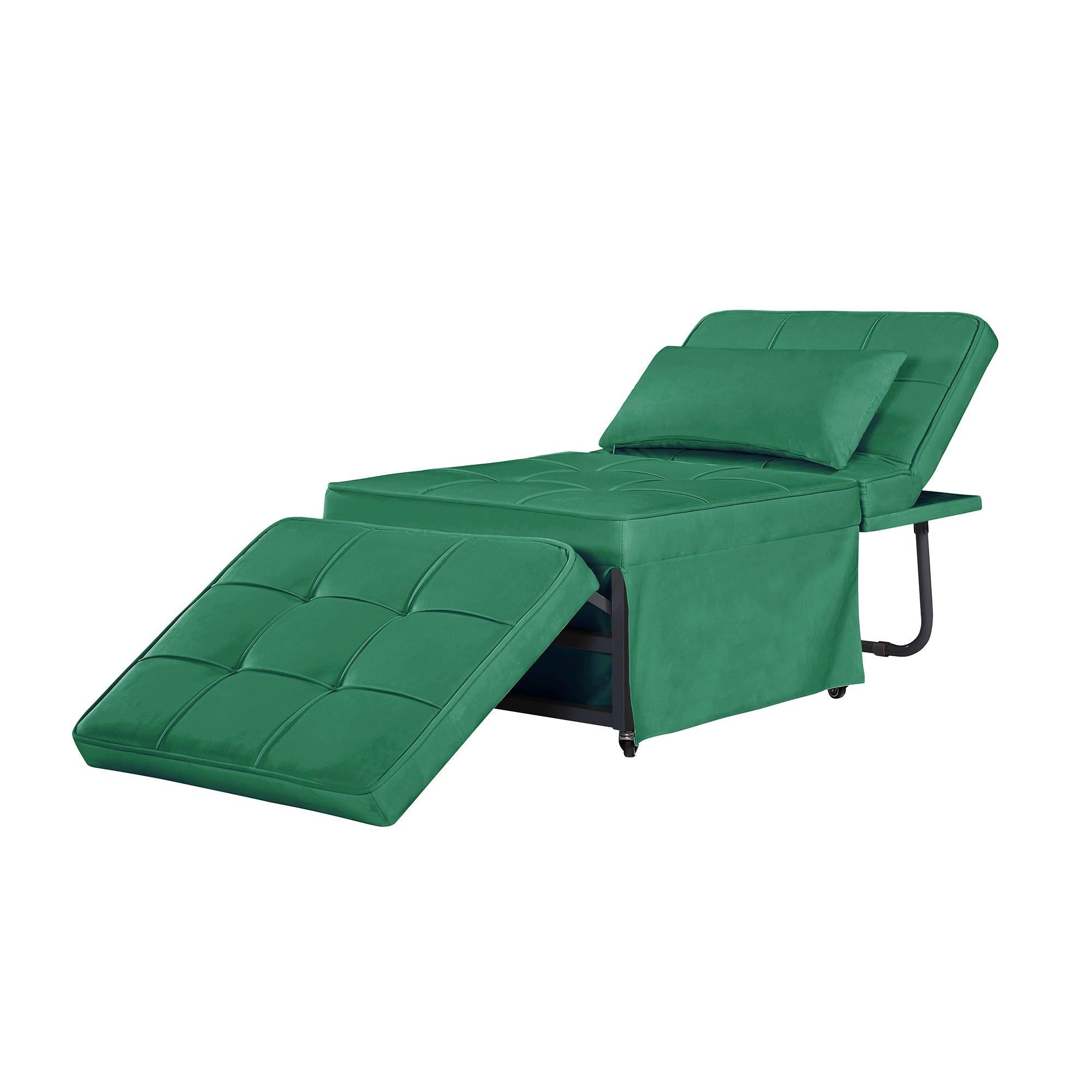 Velvet Folding Sofa Bed Sleeper Chair with Adjustable Backrest .