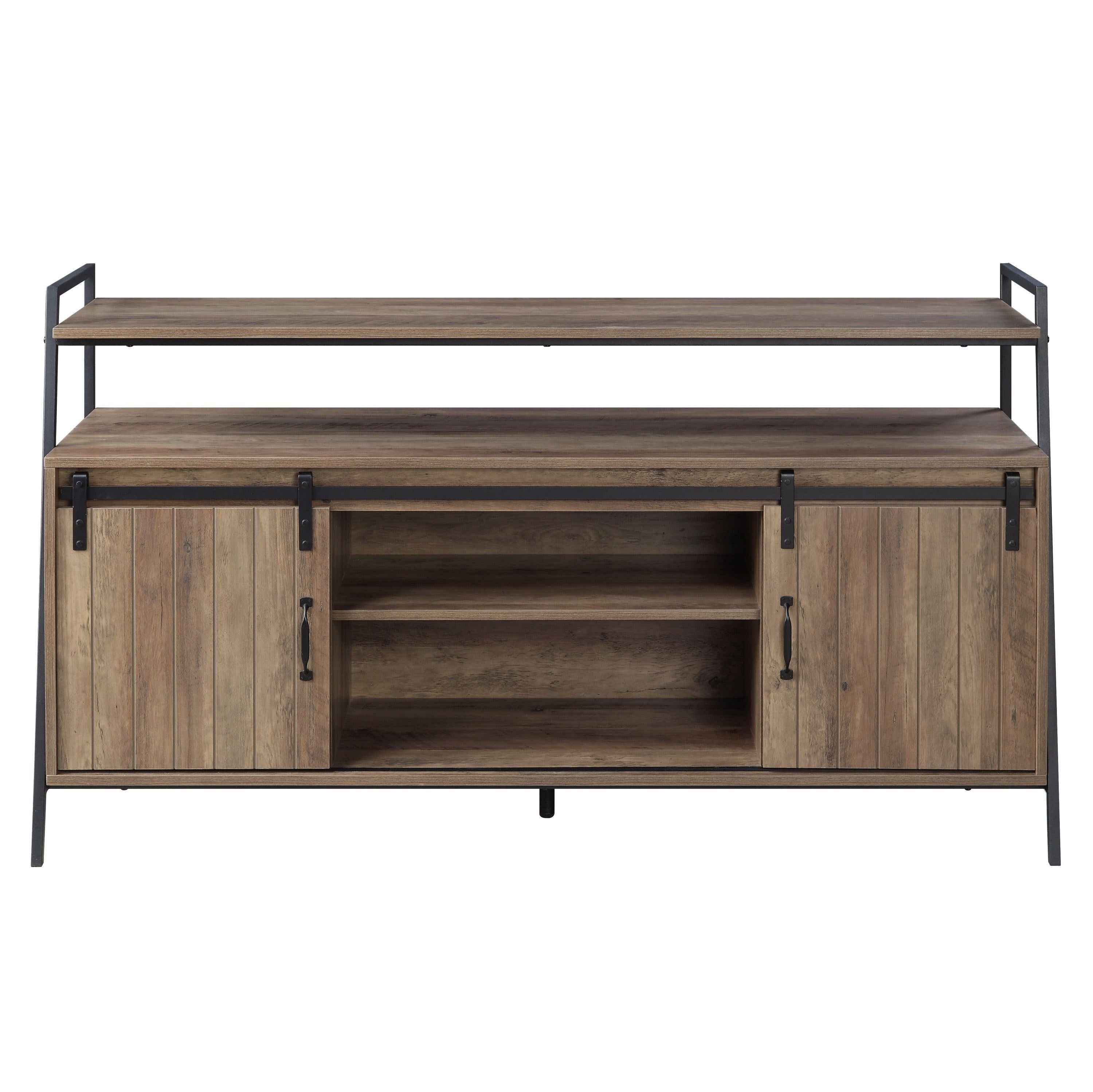 ACME Rashawn TV Stand , Rustic Oak & Black Finish LV00152