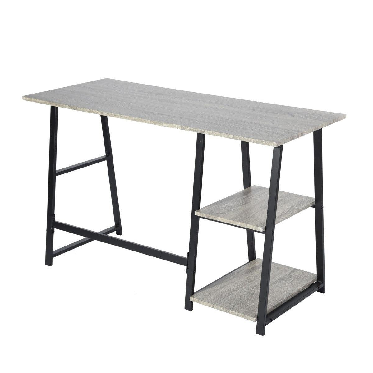 47.4"W X 19.7"D X 28.9"H Wooden Desk with 2Storage Racks - GREY & BLACK