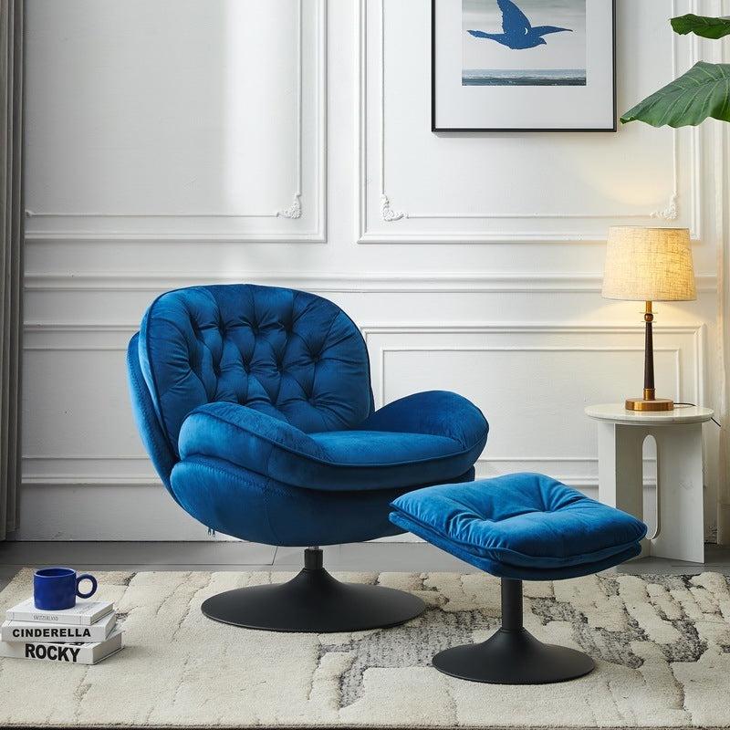 Swivel Leisure chair lounge chair velvet blue color