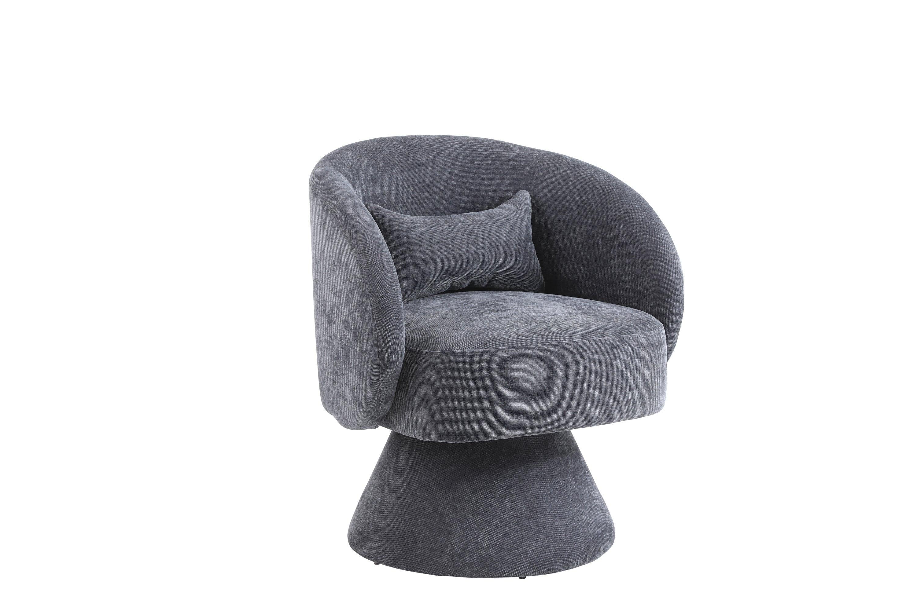 Swivel Accent Chair Armchair, Round Barrel Chair in Fabric for Living Room Bedroom(Dark Grey)