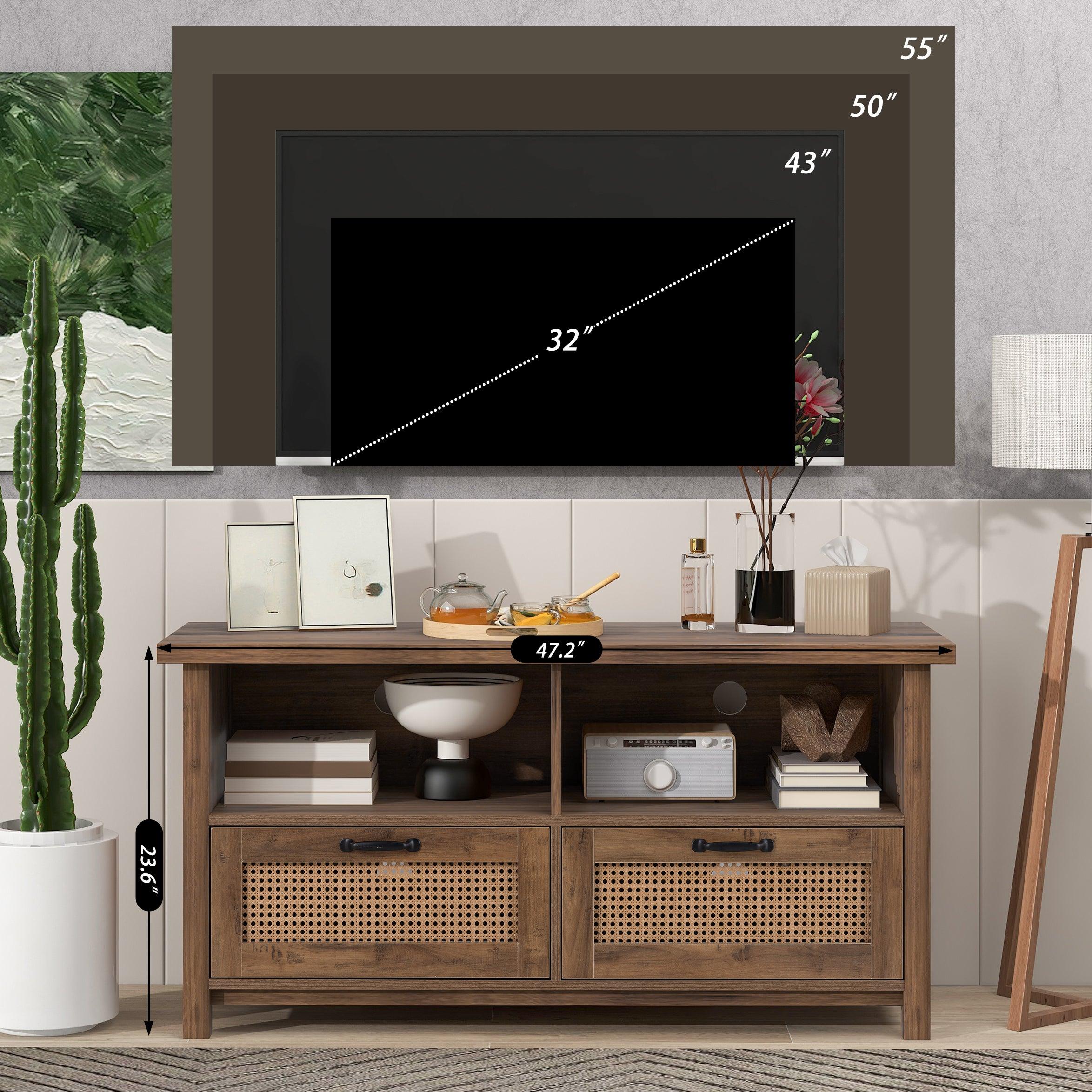 TV Stand FOR 55 INCH TV,With drawerStorage in the living room or media room,Modern TV cabinet, entertainment cabinet, media console,rustic browndesign,Modern TV cabinet, yellow