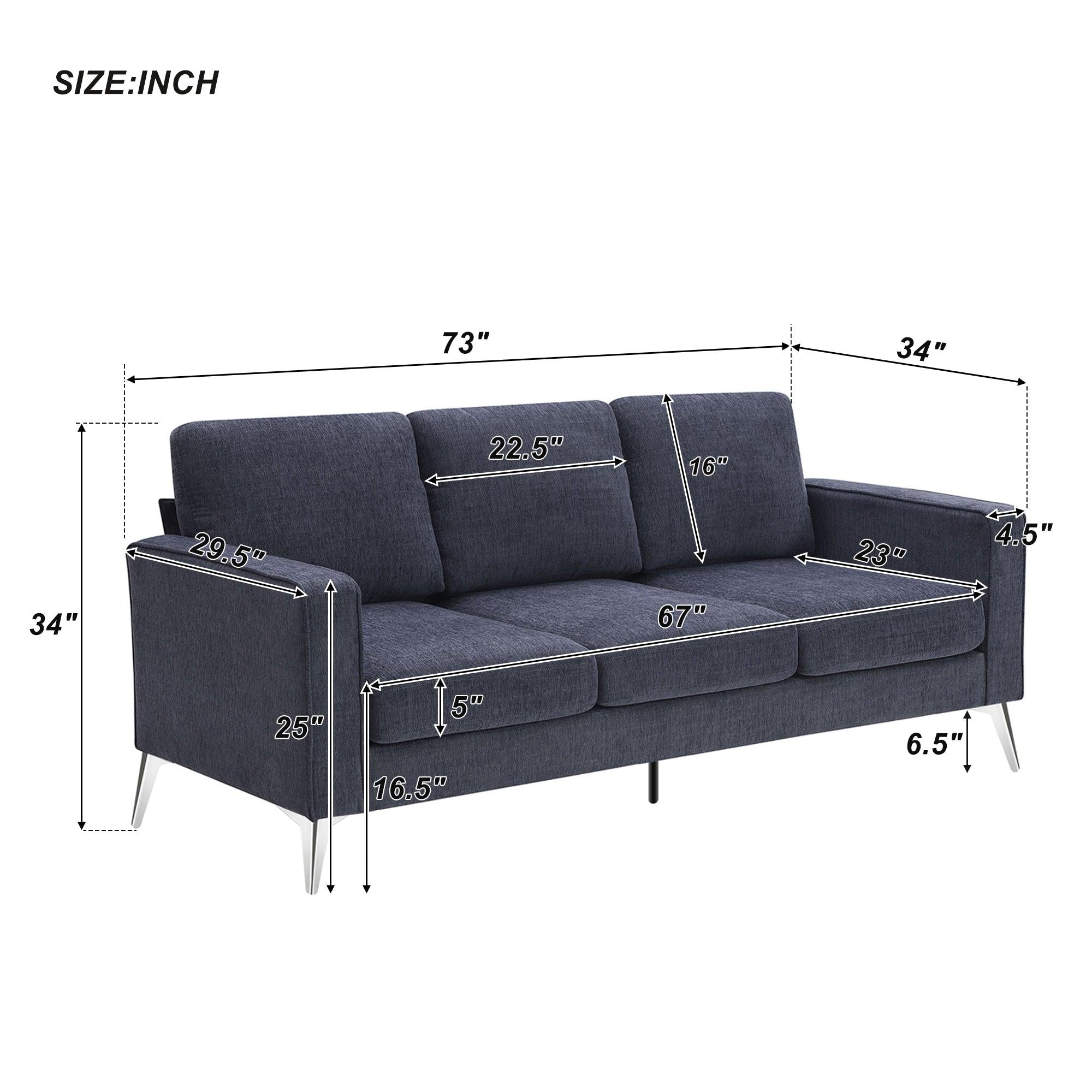 Modern 3-Piece Sofa Sets with Sturdy Metal Legs,Chenille Upholstered Couches Sets Including 3-Seat Sofa, Loveseat and Single Chair for Living Room Furniture Set (1+2+3 Seat)