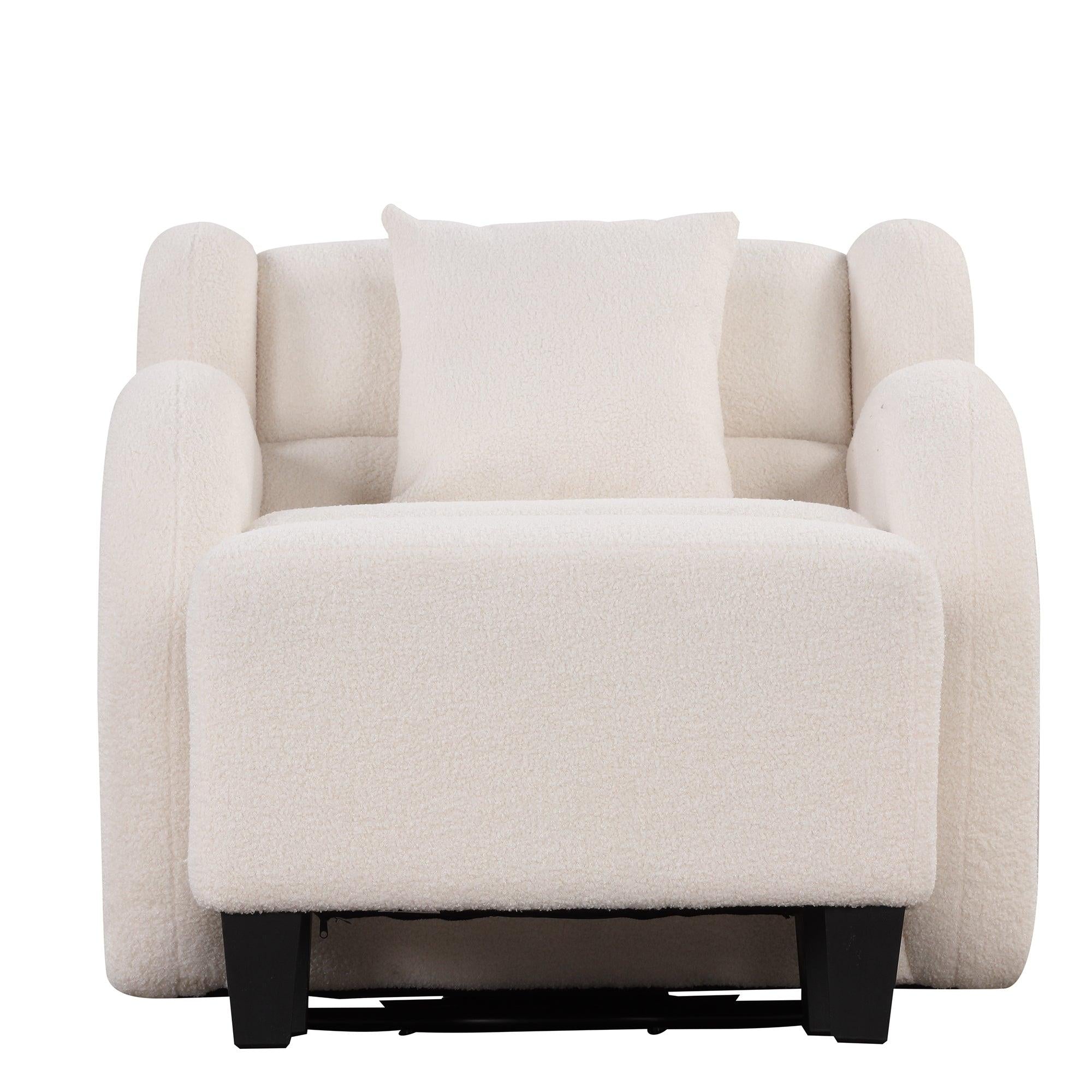 Swivel Accent Chair with Ottoman, Teddy Short Plush Particle Velvet Armchair,360 Degree Swivel Barrel Chair with footstool for Living Room, Hotel, Bedroom, Office, Lounge,White