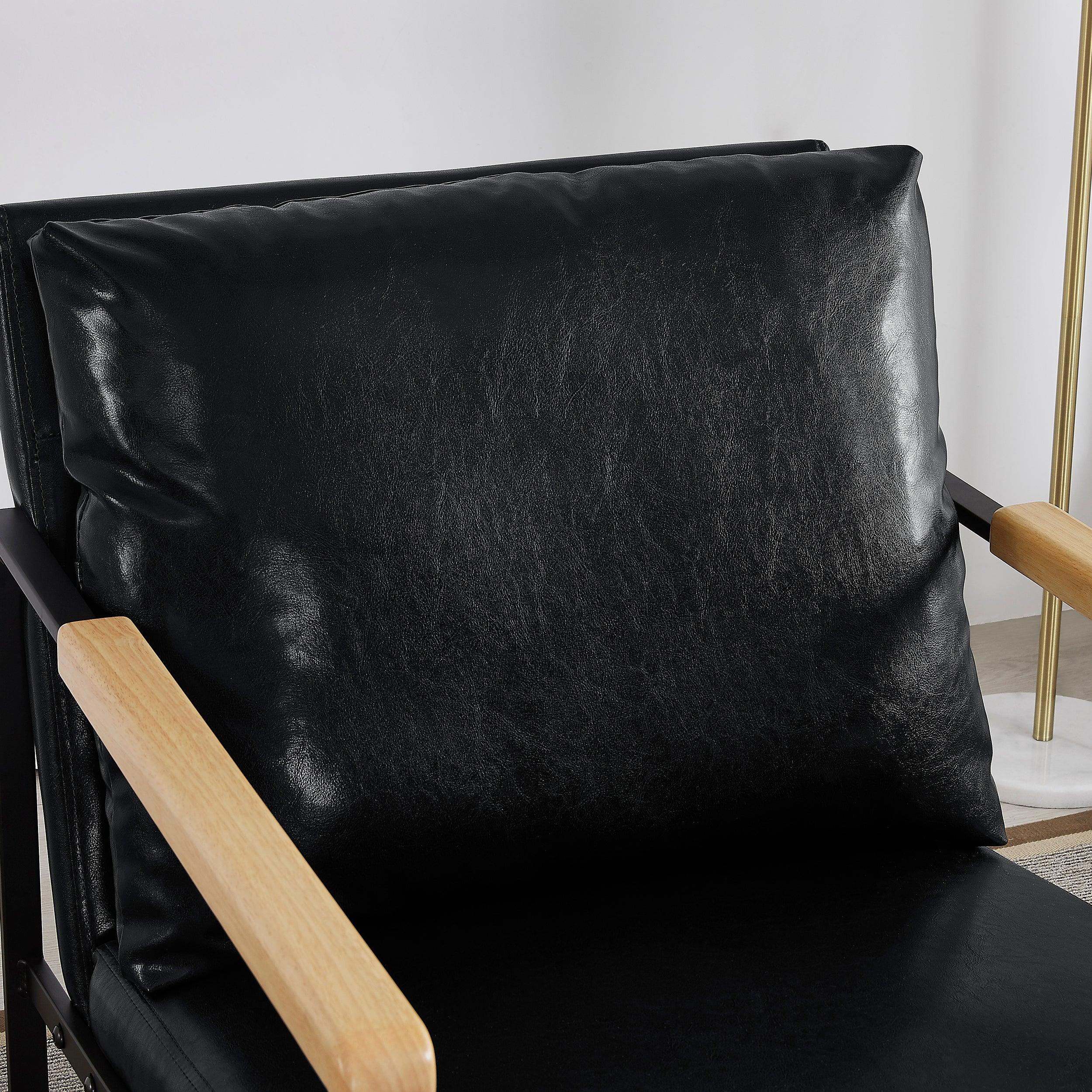 Metal Frame with Faux Leather Upholstery  Chair (Black)