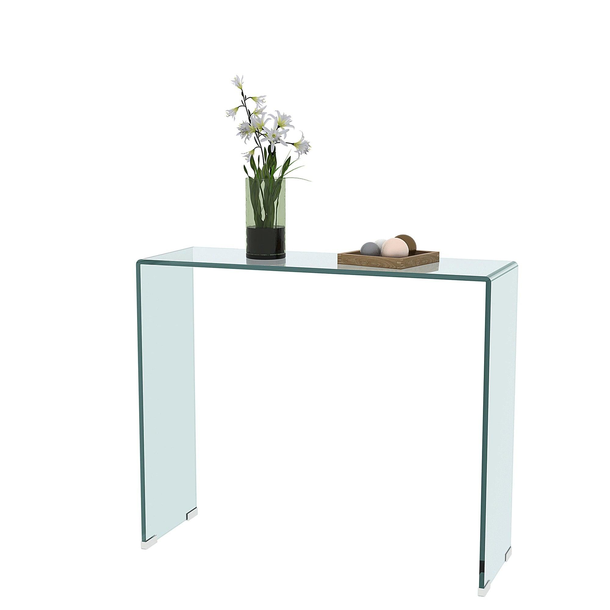 Console Table Whole Tempered Glass rectangular porch table  bent transparent glass tea table