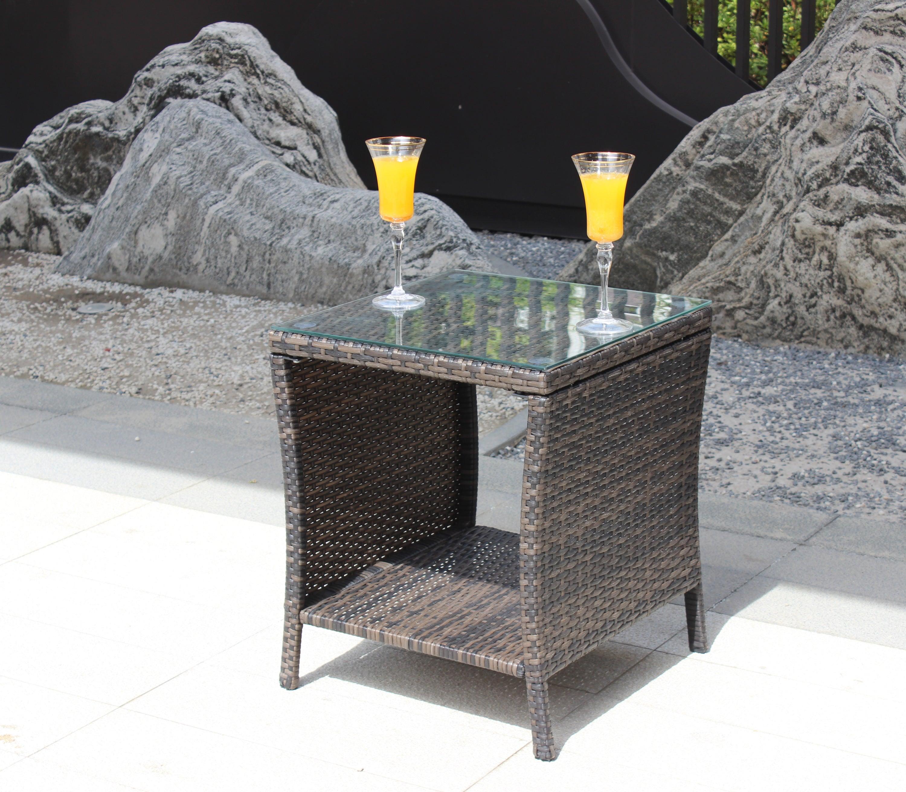 Outdoor patio Furniture 1 Coffee Table with clear tempered glass image