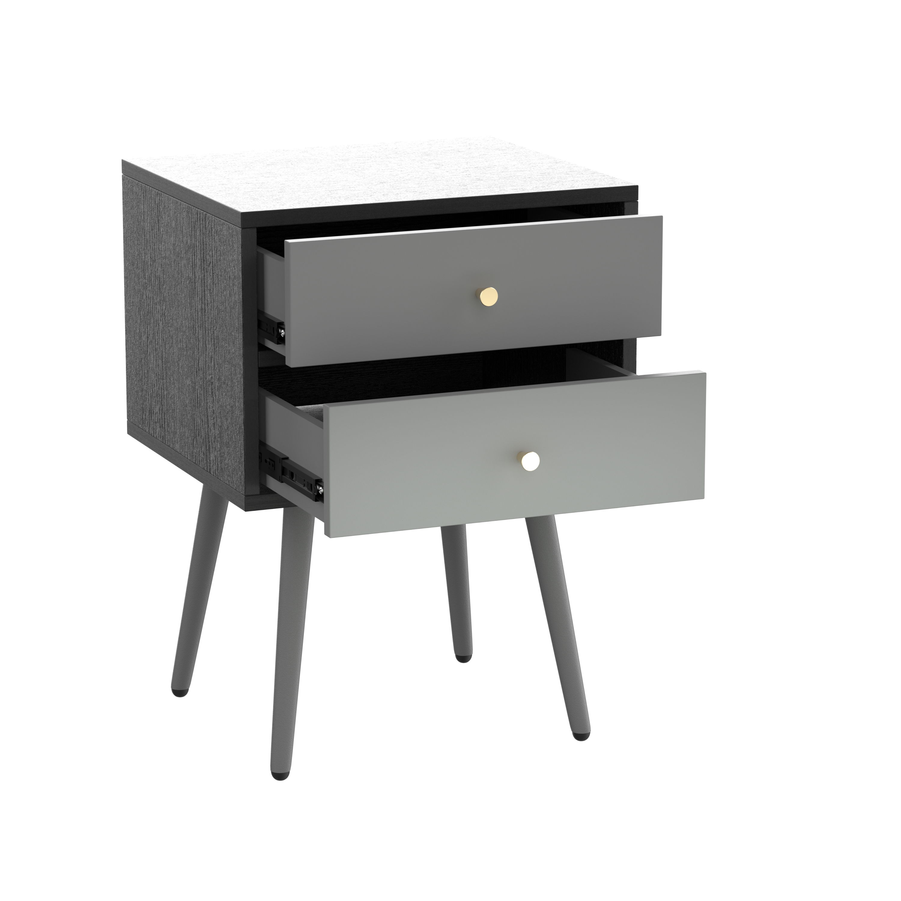 UpdateModern Nightstand with 2Drawers, Suitable for Bedroom/Living Room/Side Table (Dark Grey)