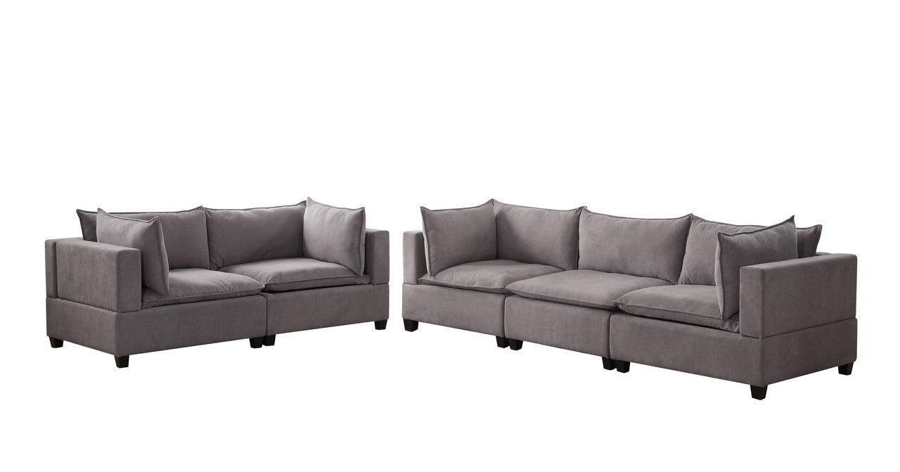 Madison Light Gray Fabric Sofa Loveseat Living Room Set