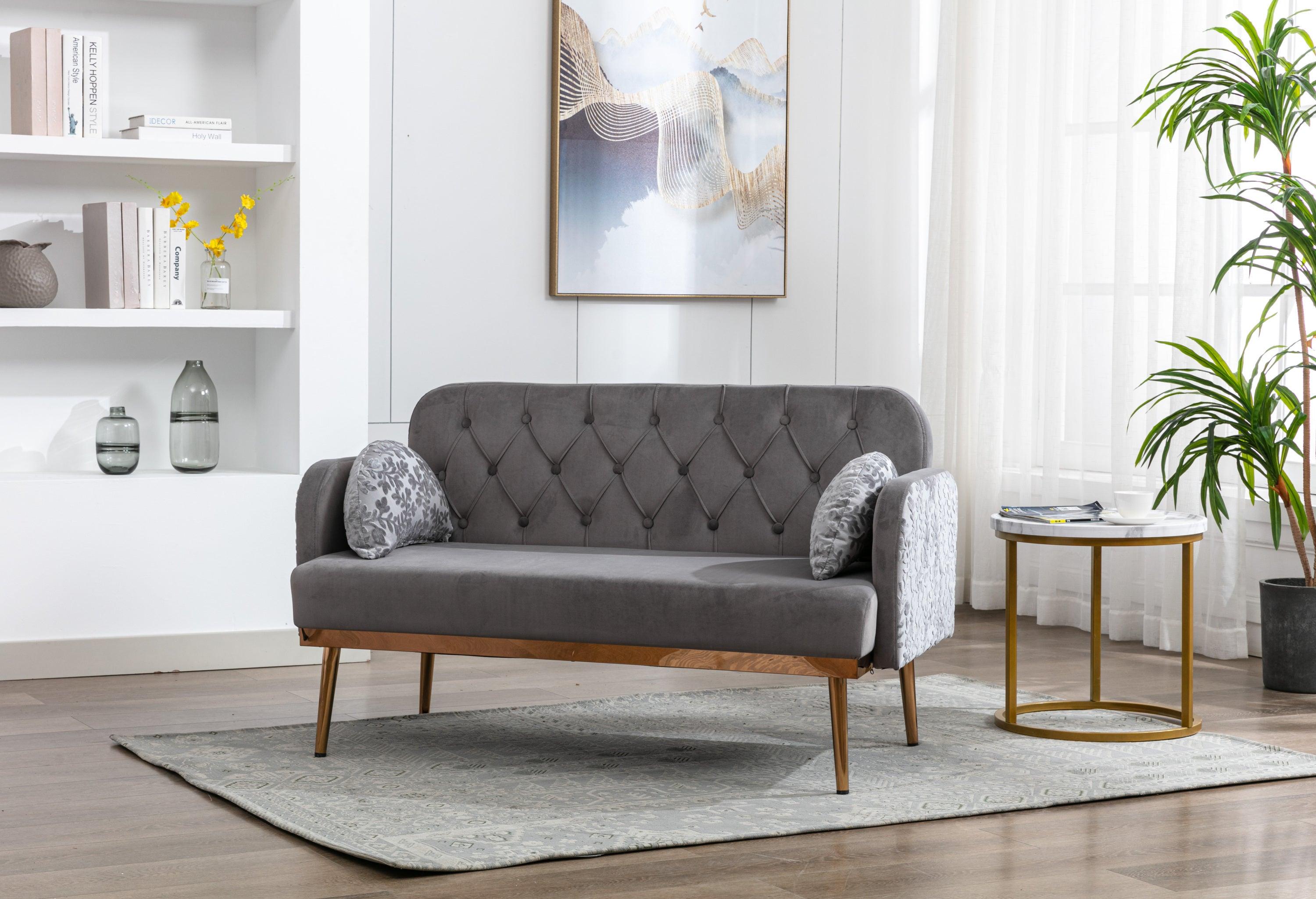 Velvet  Sofa , Accent sofa .loveseat sofa with metal feet