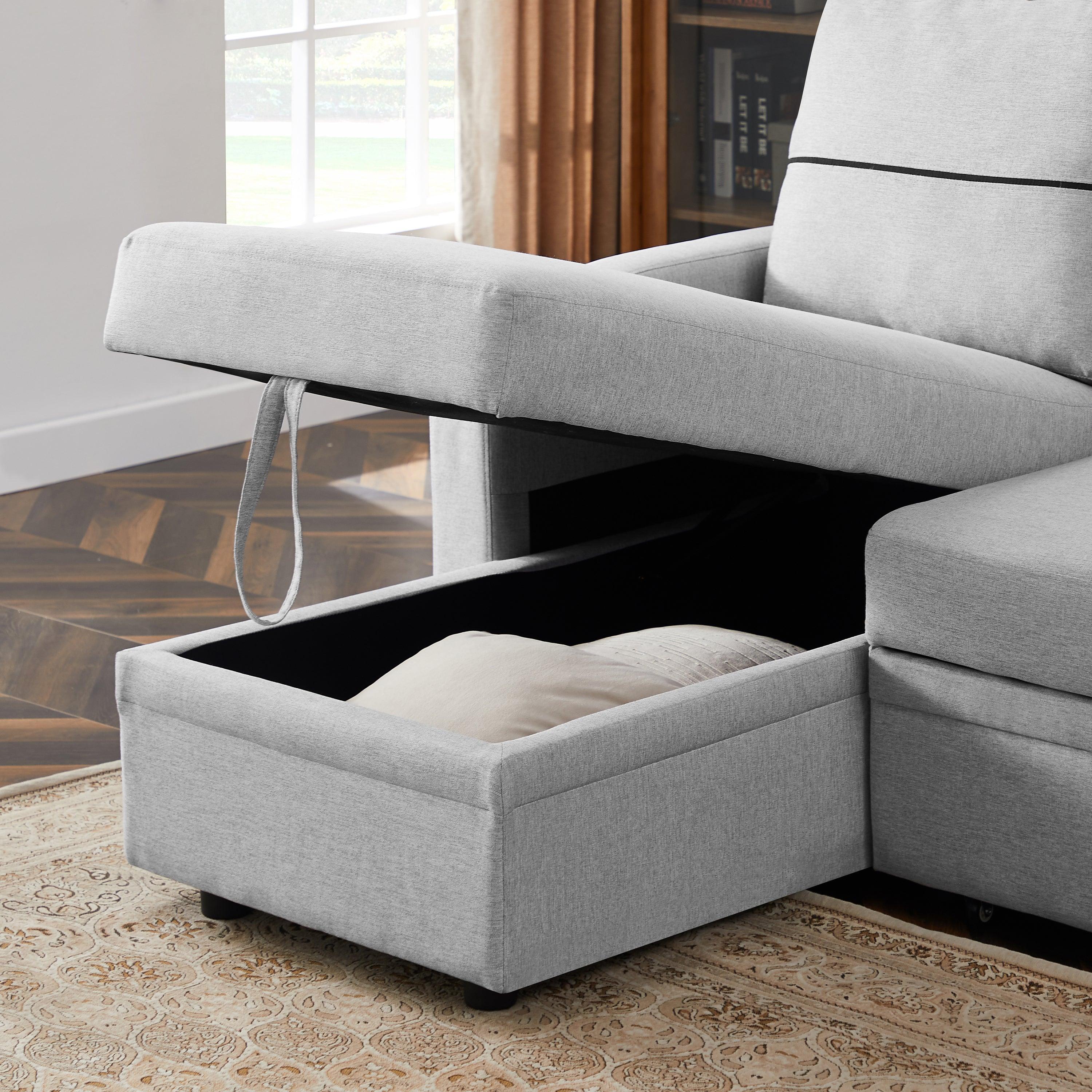 9191 Light gray pull-outStorage sofa