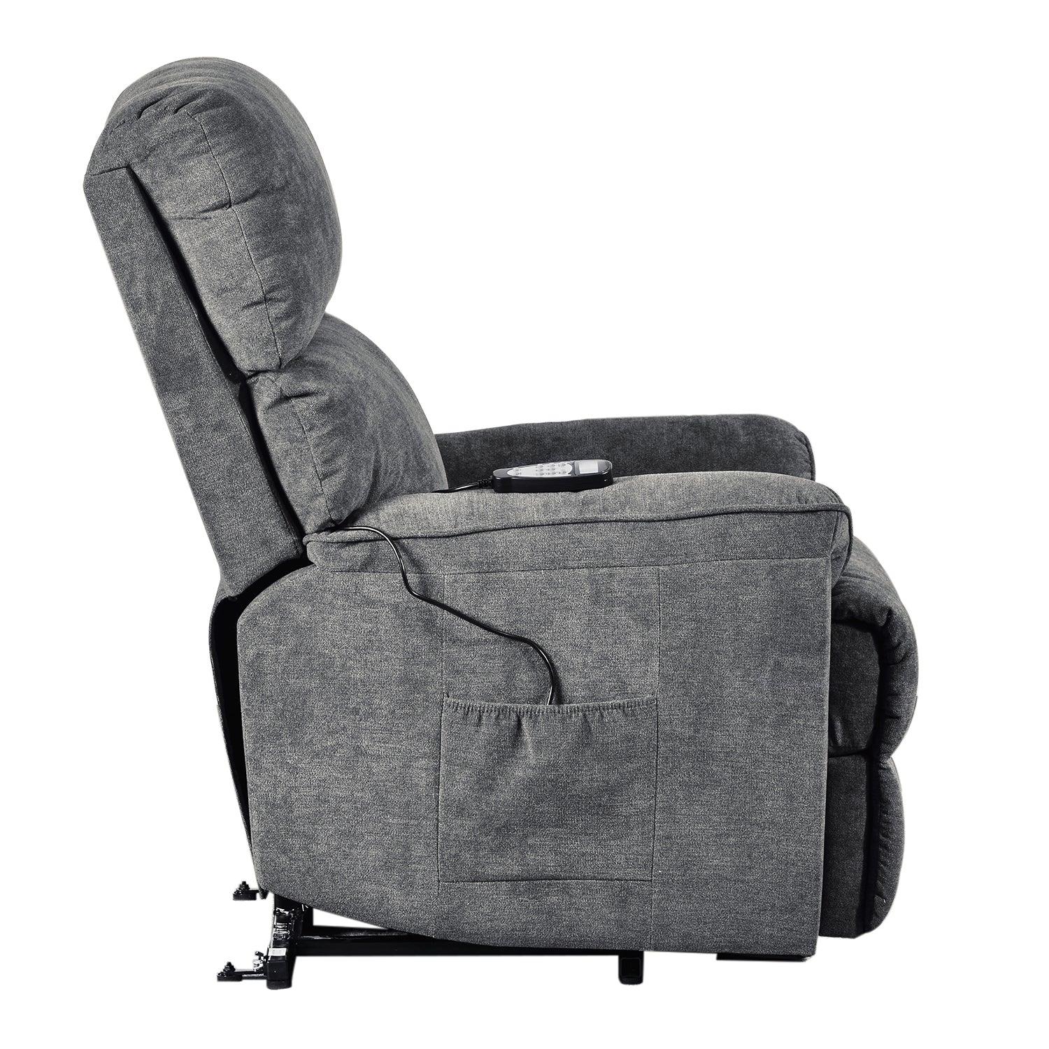 Power Lift Chair with Massage and Heating Function Soft Fabric Upholstery Recliner for Living Room