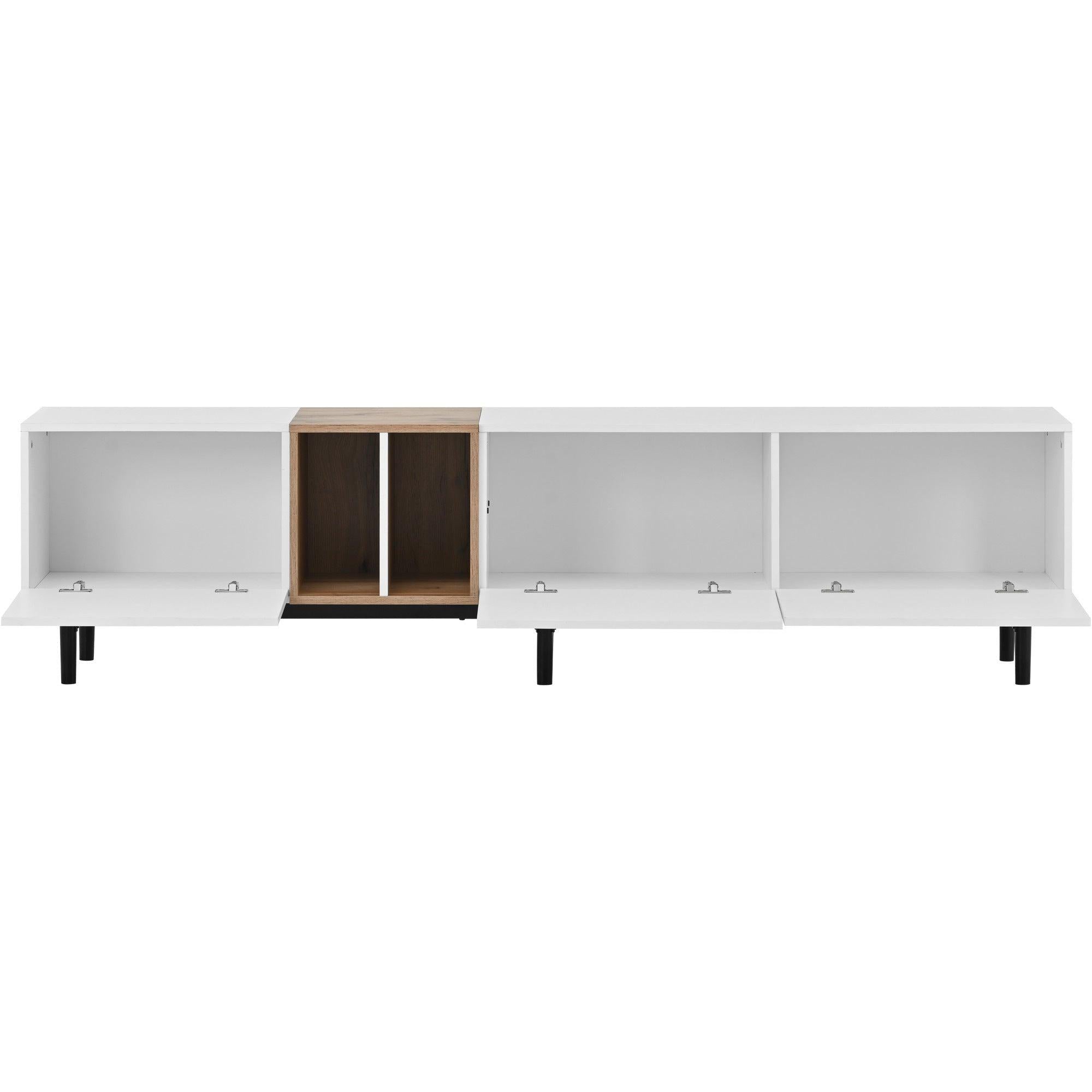 Modern TV Stand for 80’’ TV with 3 Doors, Media Console Table, Entertainment Center with LargeStorage Cabinet for Living Room, Bedroom