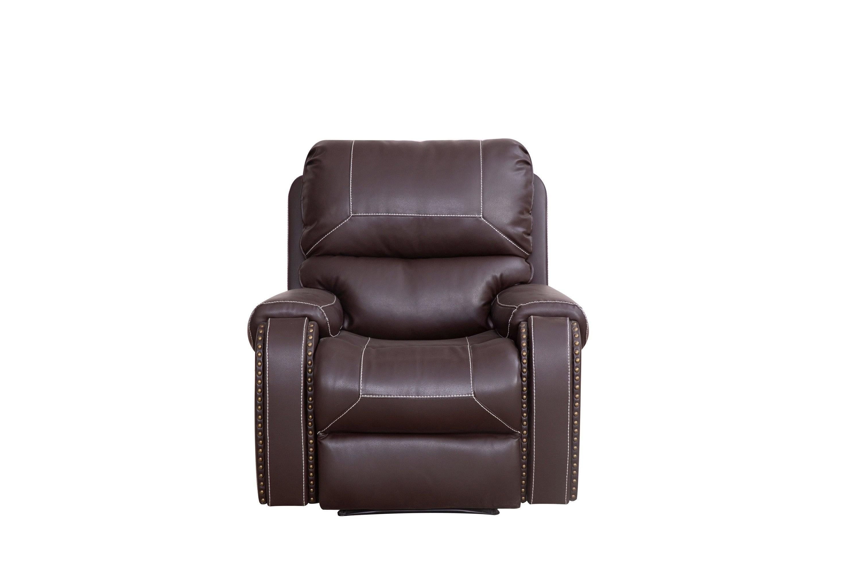 Faux Leather Reclining Sofa Couch Single Chair for Living Room Brown