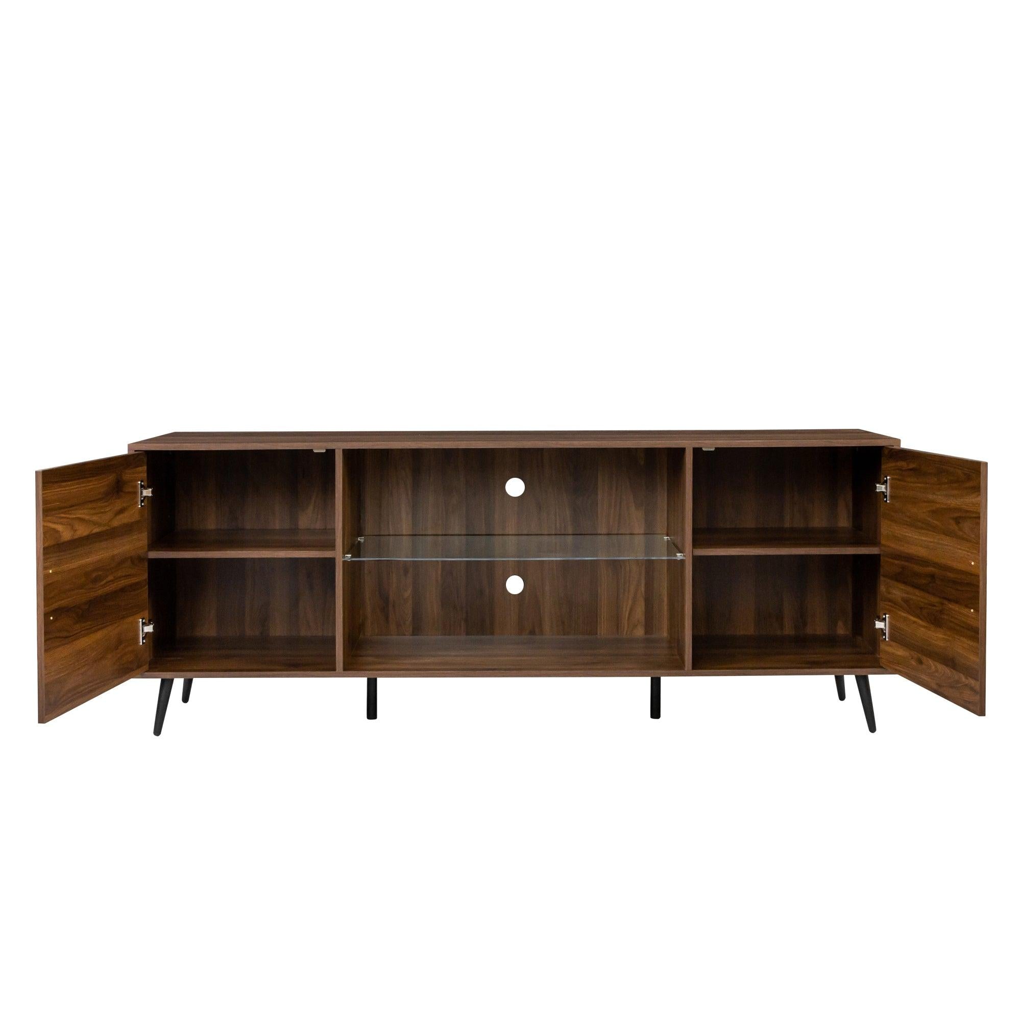 TV Stand Mid-Century WoodModern Entertainment Center AdjustableStorage Cabinet TV Console for Living Room