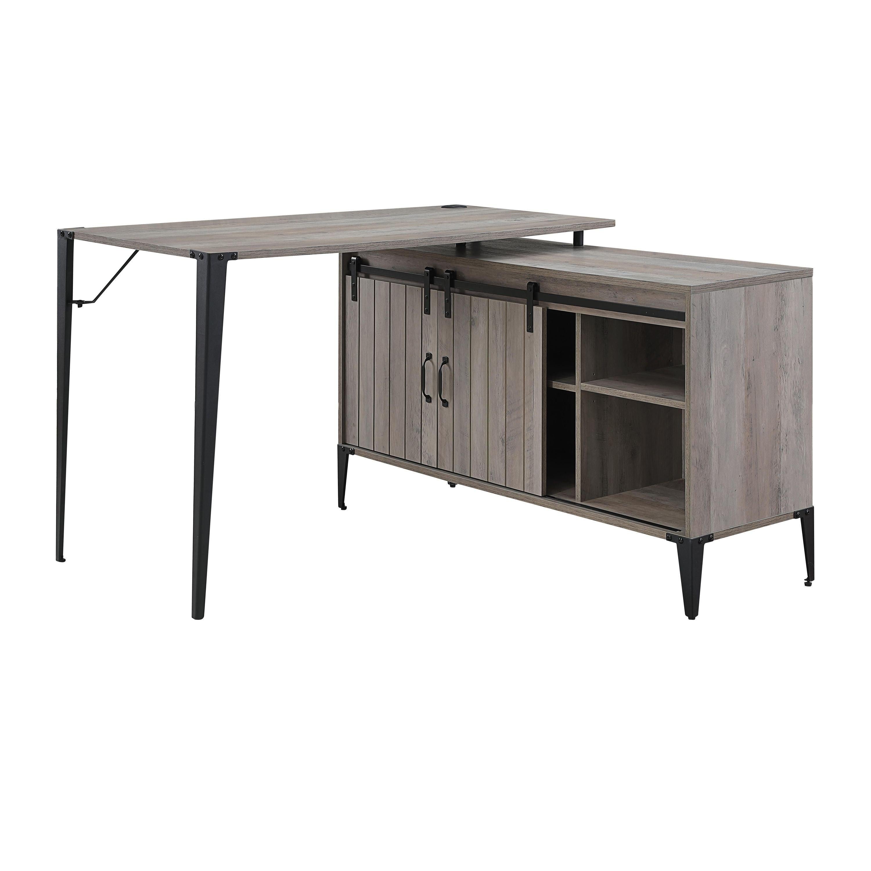 ACME Zakwani Writing Desk w/USB, Gray Oak & Black Finish OF00011