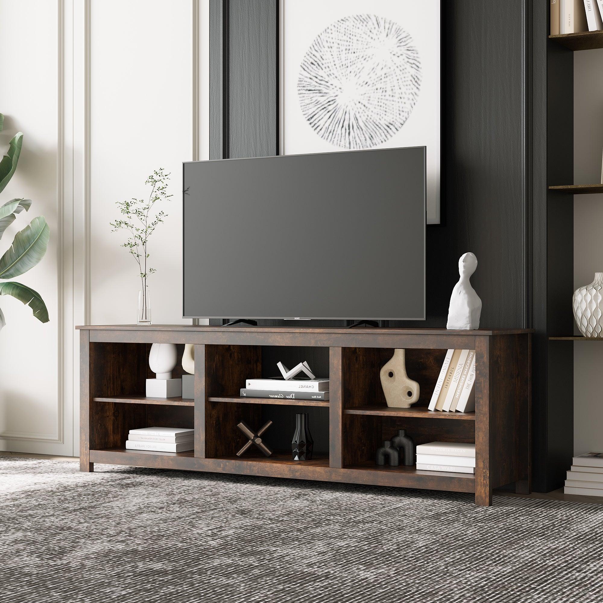 Living room TV stand furniture with 6Storage compartments and 1 shelf cabinet, high-quality particle board image